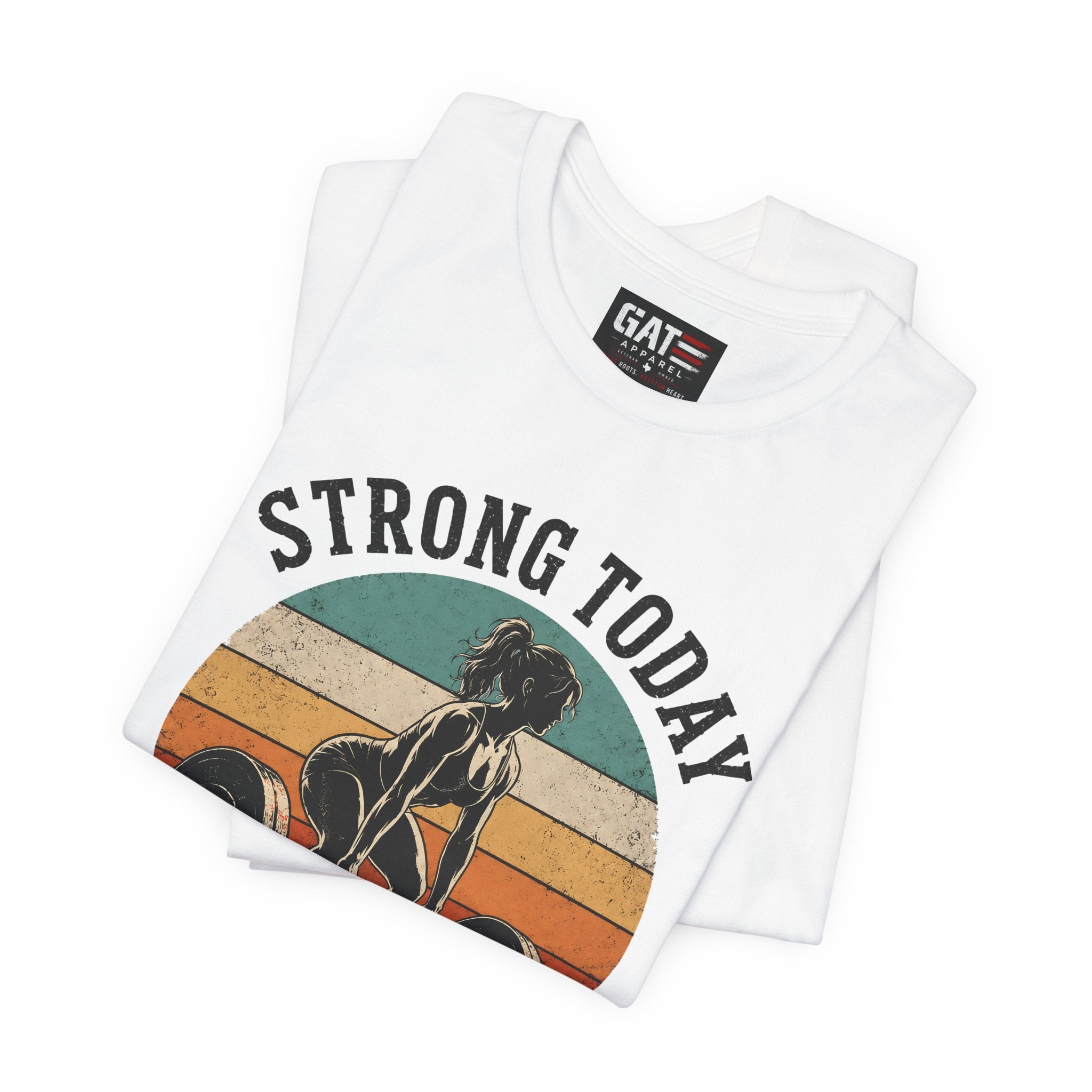 Strong Today Stronger Tomorrow Shirt, Women's Gym Shirt, Retro Weightlifting Tee, Fitness Gift for Women