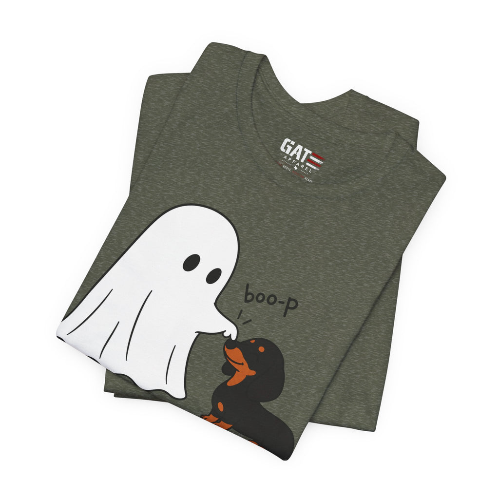 Halloween Ghost & Dachshund — "boo-p" Cute Dog Halloween T-Shirt