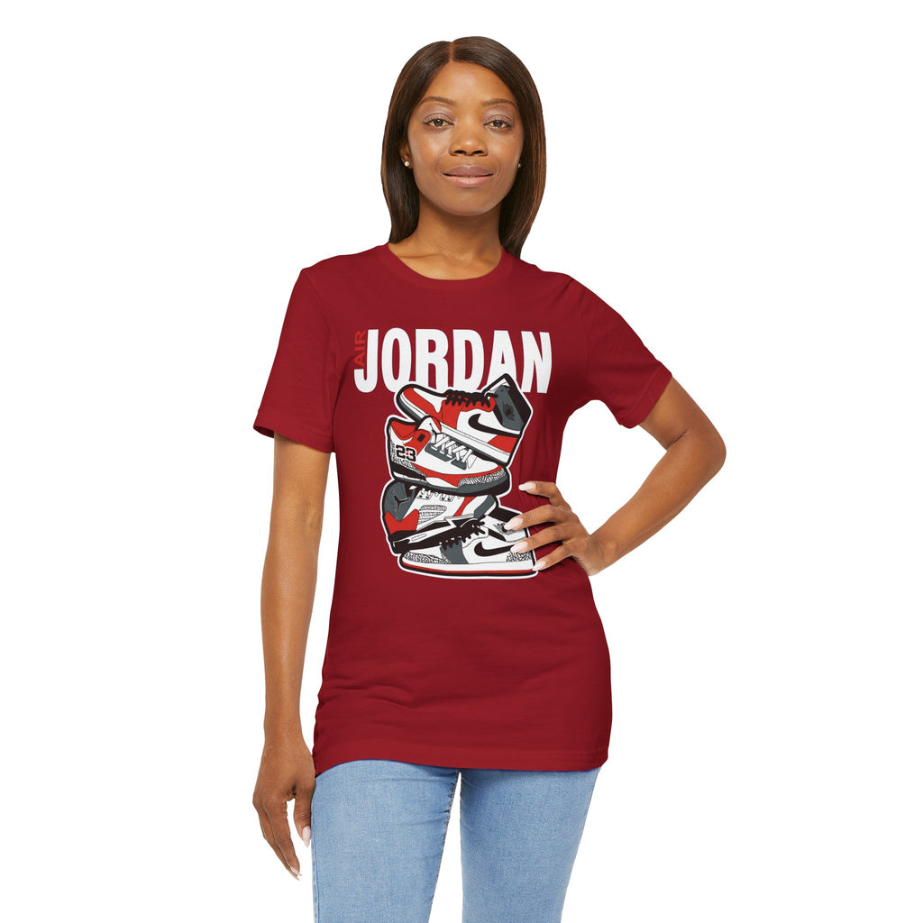 Jordan Sneaker Stack Tee — Retro Air Shoe Graphic T-Shirt