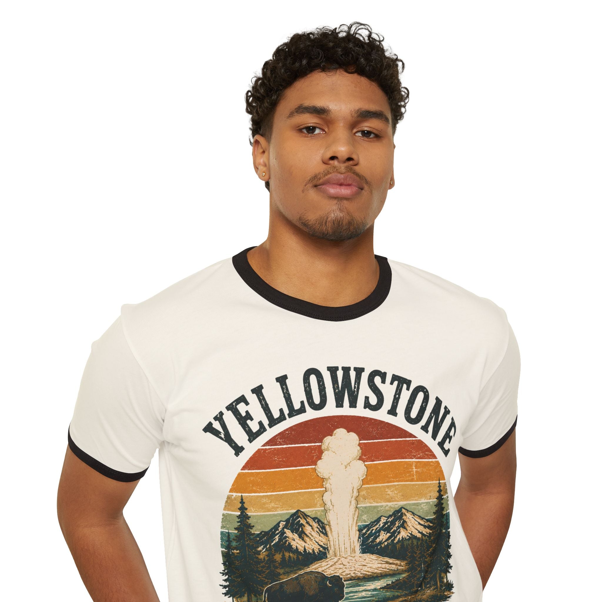 Yellowstone National Park Ringer T-Shirt — Retro Geyser Graphic