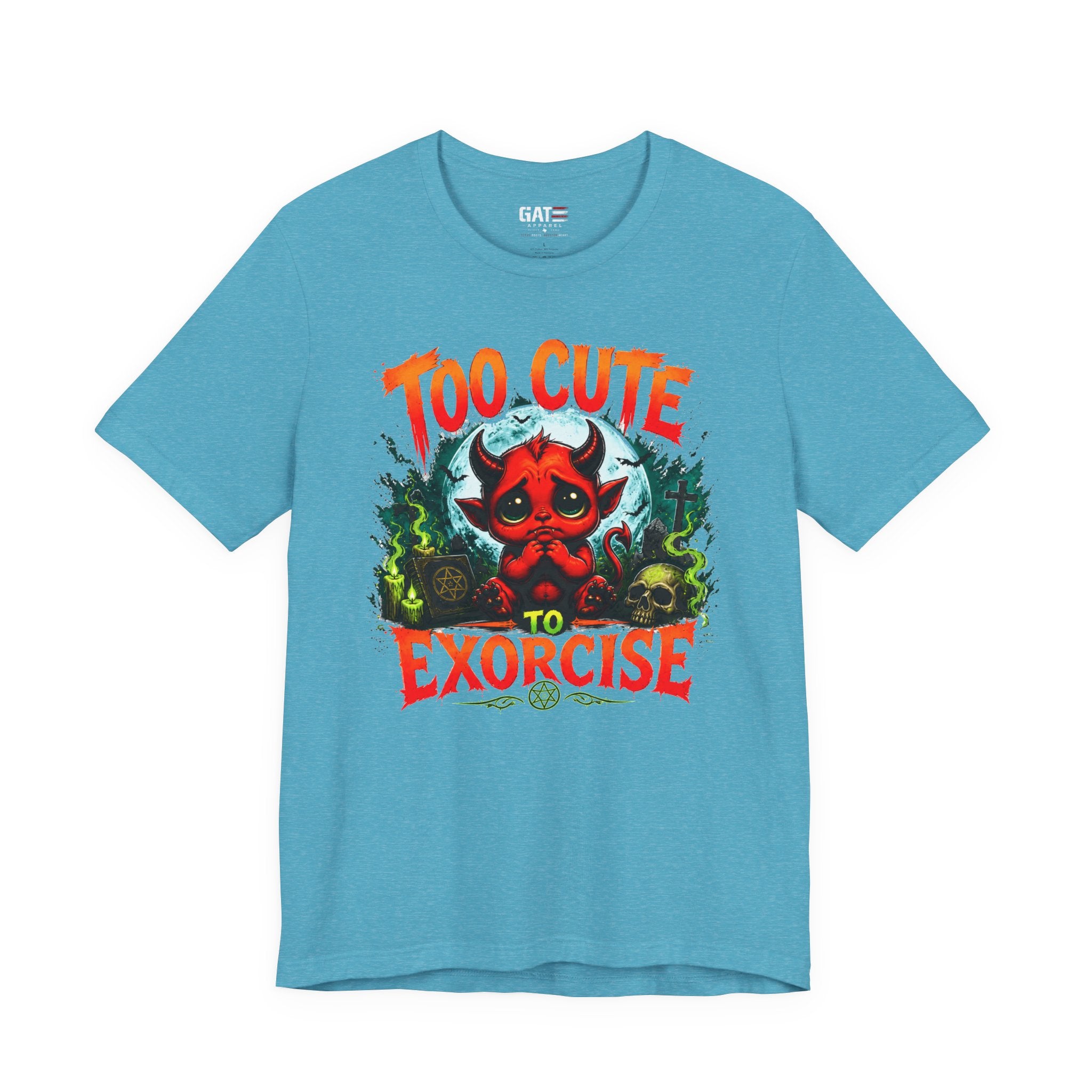 Too Cute to Exorcise T-Shirt — Cute Devil Graphic Tee (Halloween)