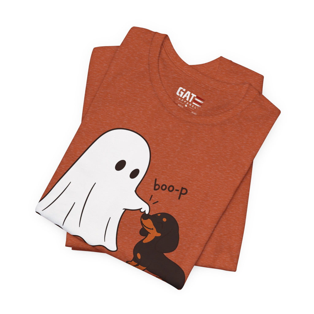 Halloween Ghost & Dachshund — "boo-p" Cute Dog Halloween T-Shirt
