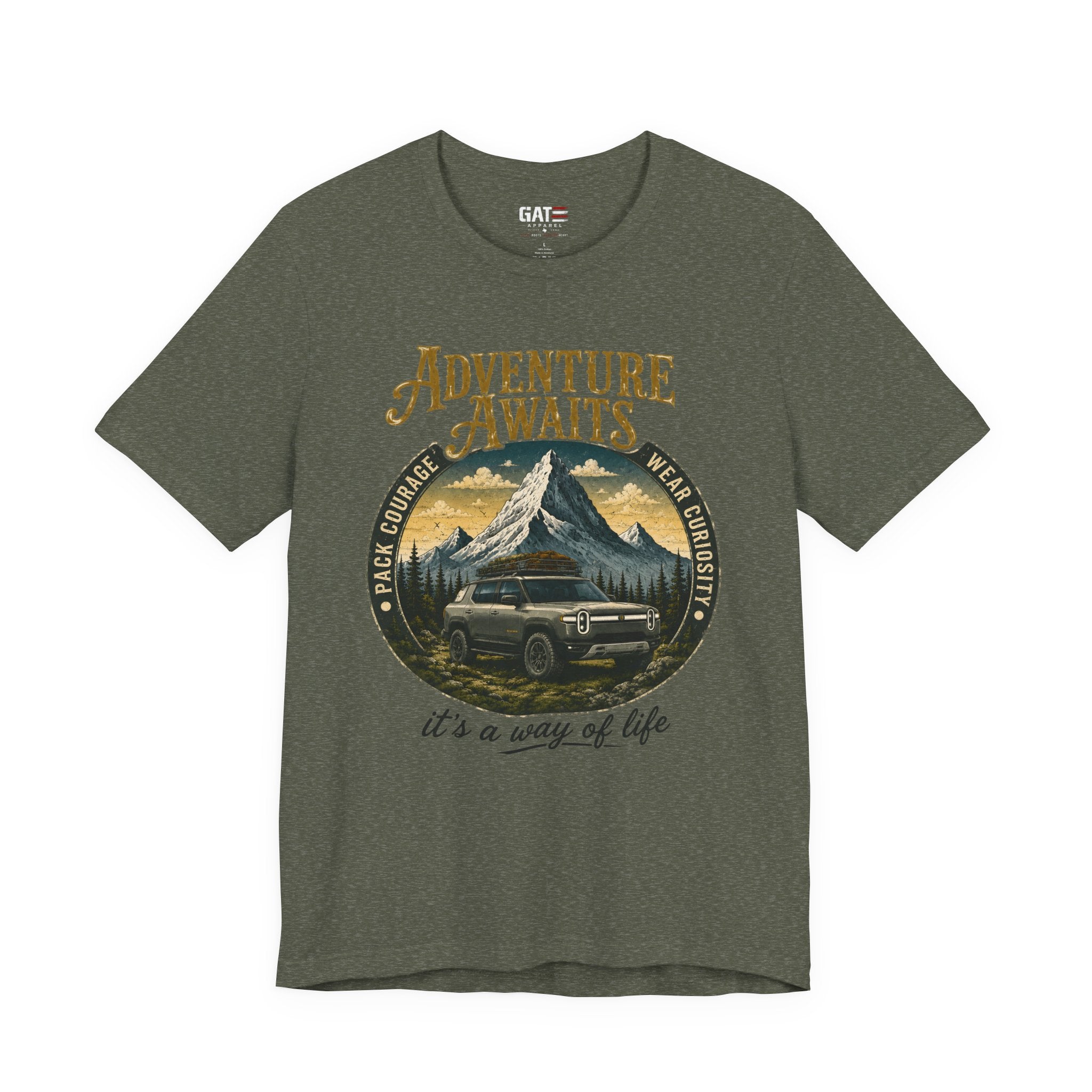 Adventure Awaits Shirt, Rivian Camping, Mountain Adventure Tee, Overlanding Shirt, Off Road SUV Graphic Tee, Outdoor, Nature Lover Shirt