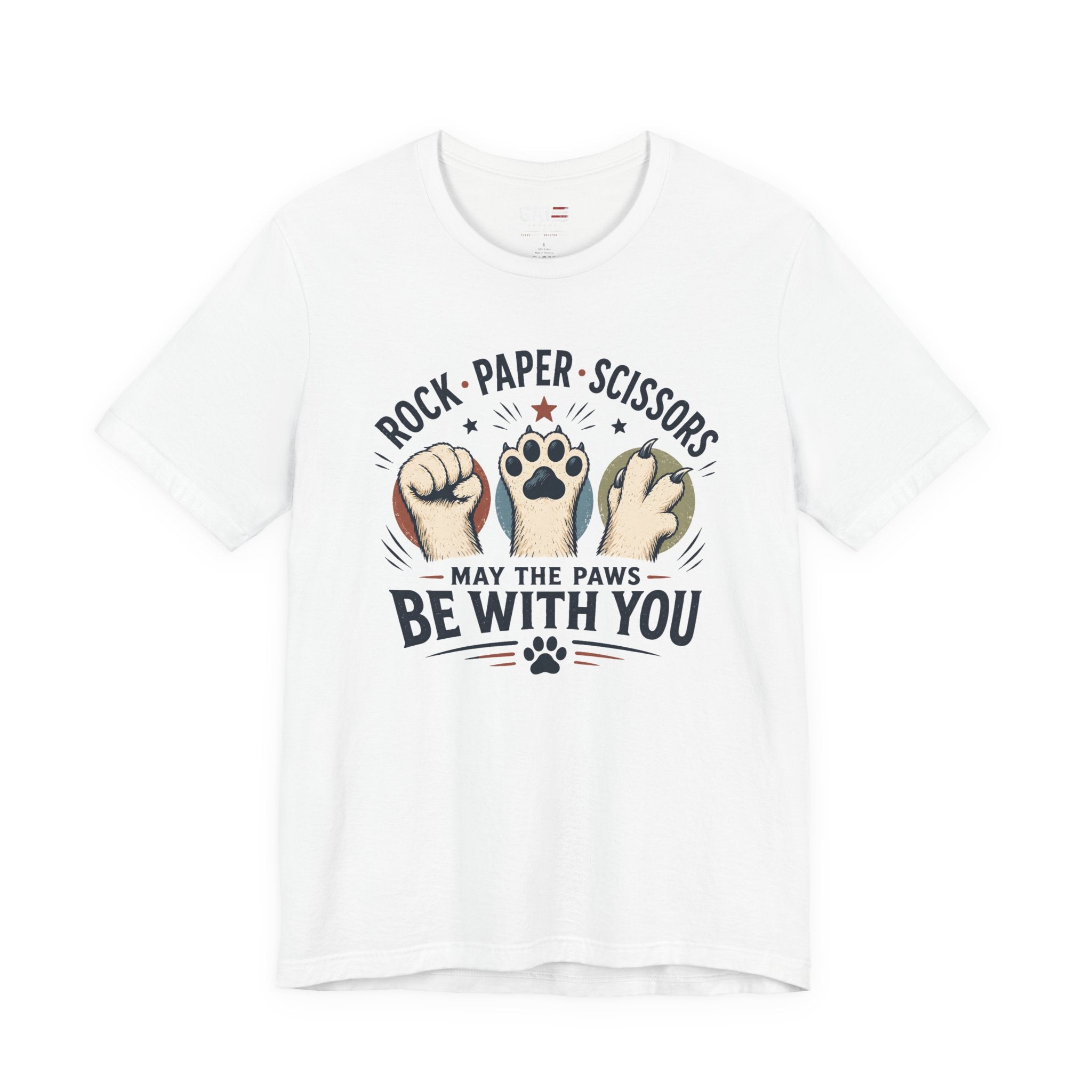Rock Paper Scissors Cat Shirt, May The Paws Be With You Tee, Funny Cat Lover Gift, Cute Pet Paw Graphic Tee, Cat Mom Dad Shirt