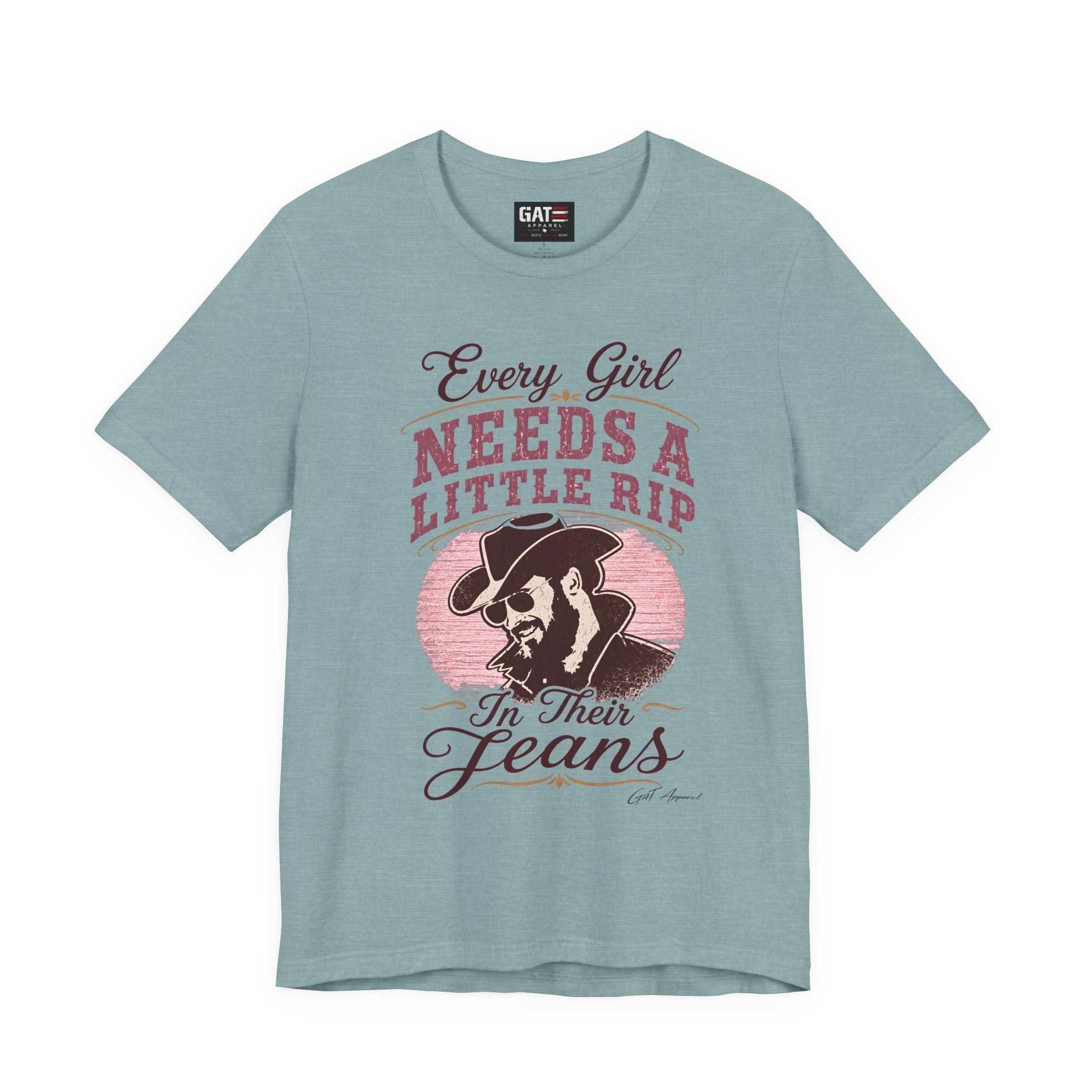 Every Girl Needs A Little Rip In Their Jeans Pink Text Shirt | Dutton Ranch| Yellowstone Inspire Shirt