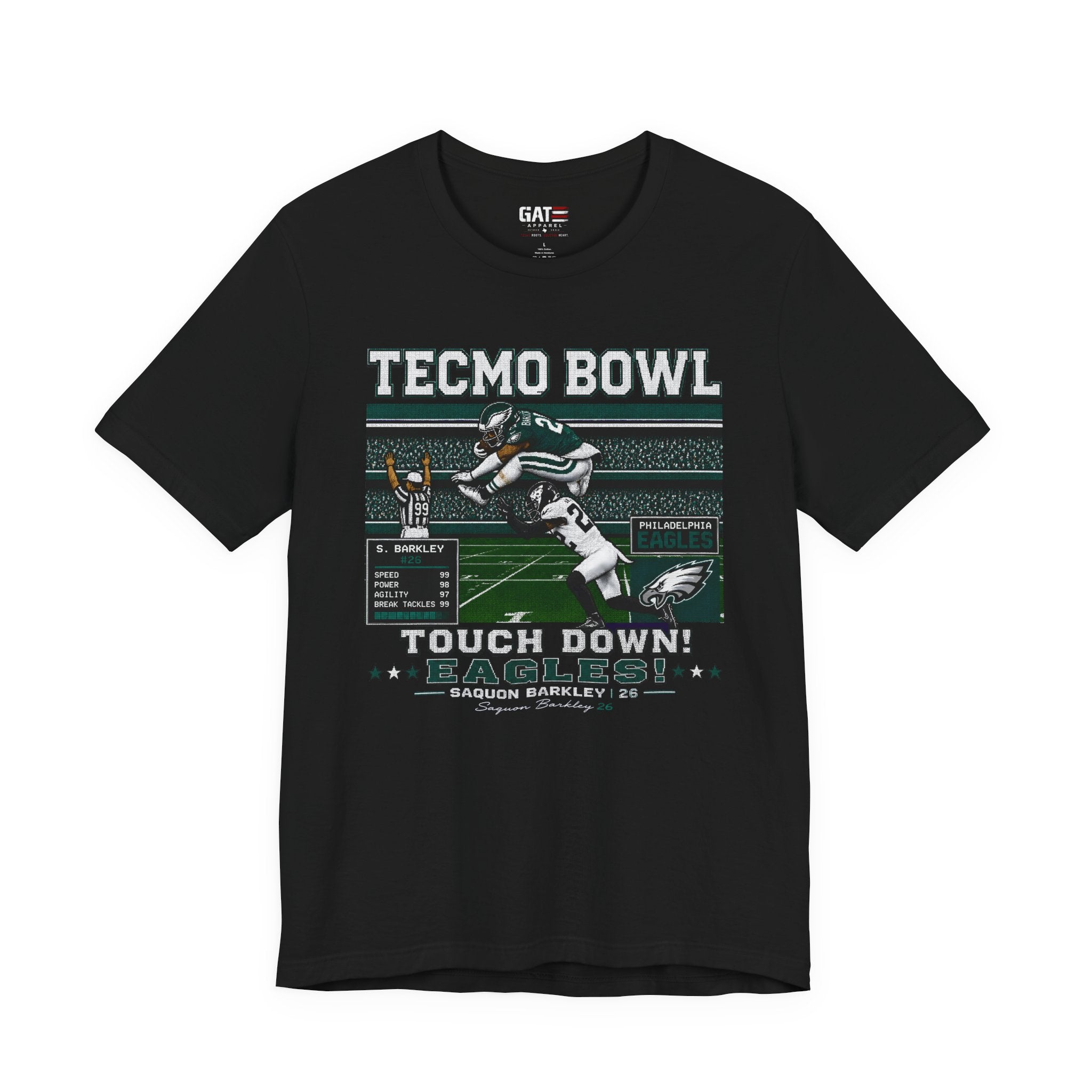 Saquon Barkley Tecmo Bowl Shirt Retro Eagles Football Tee Vintage Video Game Graphic T Shirt Gift for Football Fans