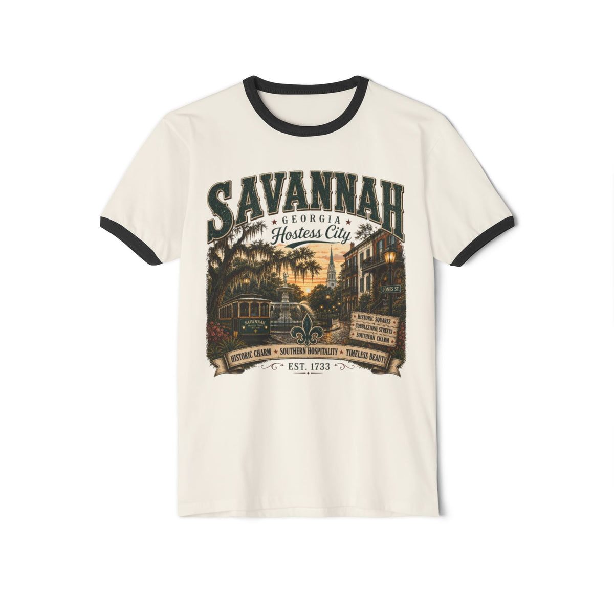 Savannah Georgia Ringer Shirt | Vintage Travel Tee