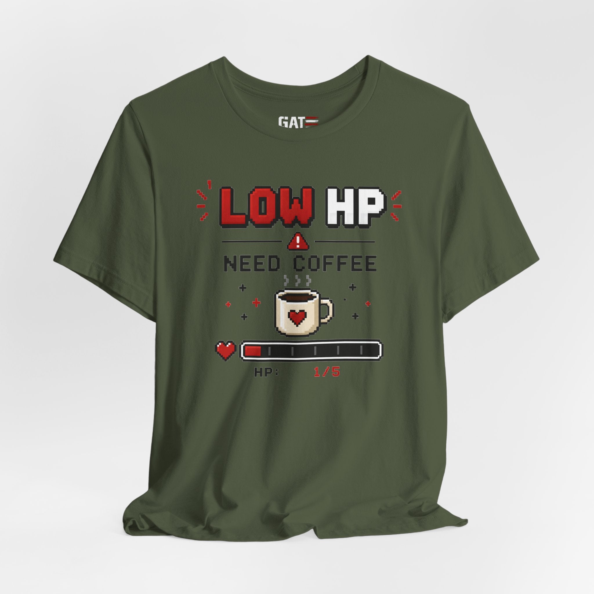 Funny Coffee Lover Shirt, Gamer Coffee Tee, Retro Pixel Art Shirt, Caffeine Addict Gift, Gaming T-Shirt