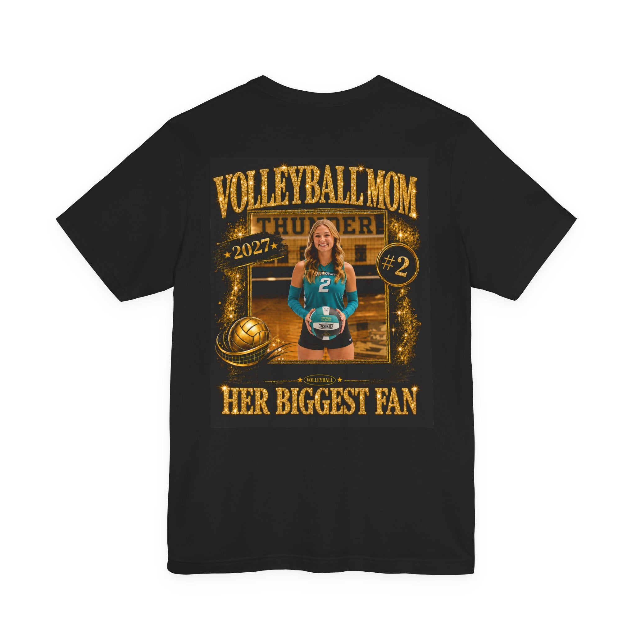 Volleyball Mom T‑Shirt –  (Custom Photo, Name, & Number)