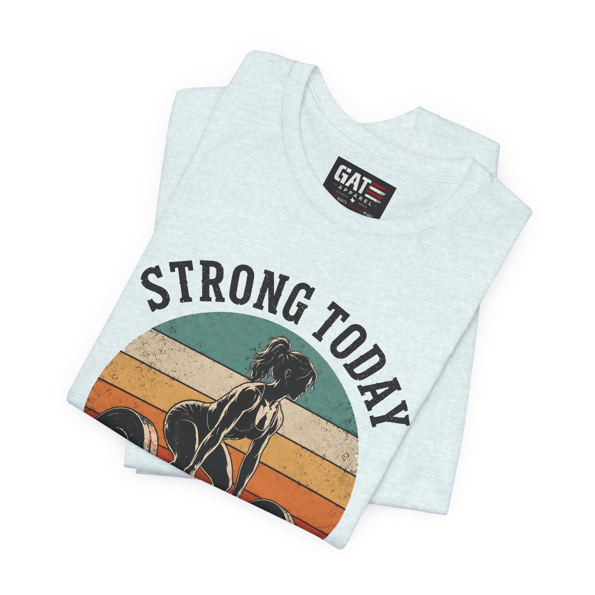 Strong Today Stronger Tomorrow Shirt, Women's Gym Shirt, Retro Weightlifting Tee, Fitness Gift for Women