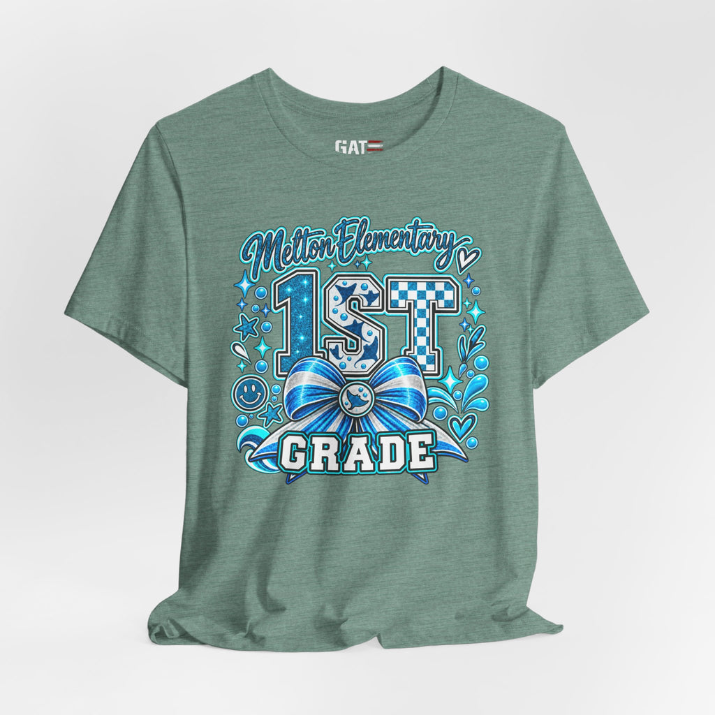 Melton 1st Grade School T‑Shirt — Bow Design