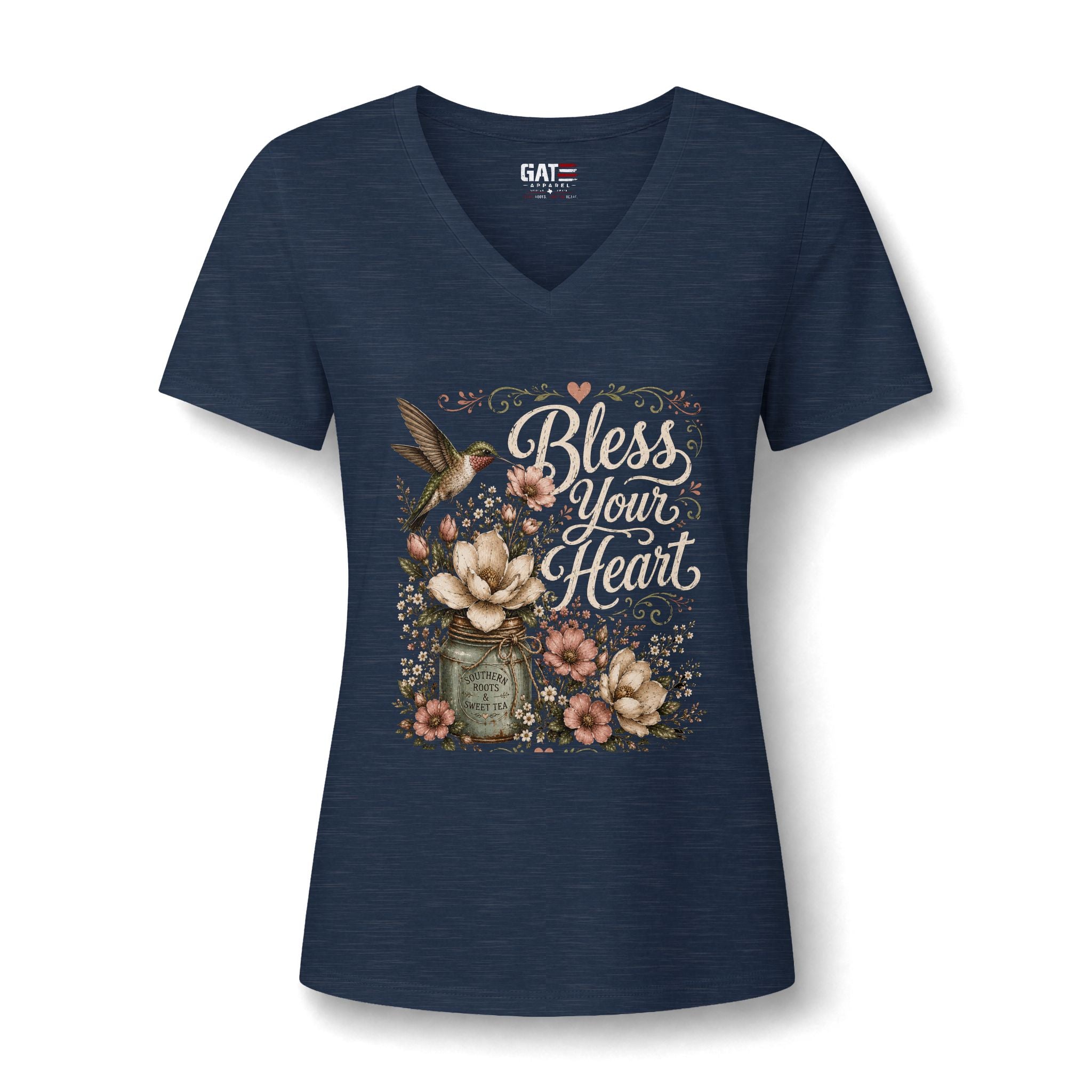 Bless Your Heart Floral V-Neck Tee