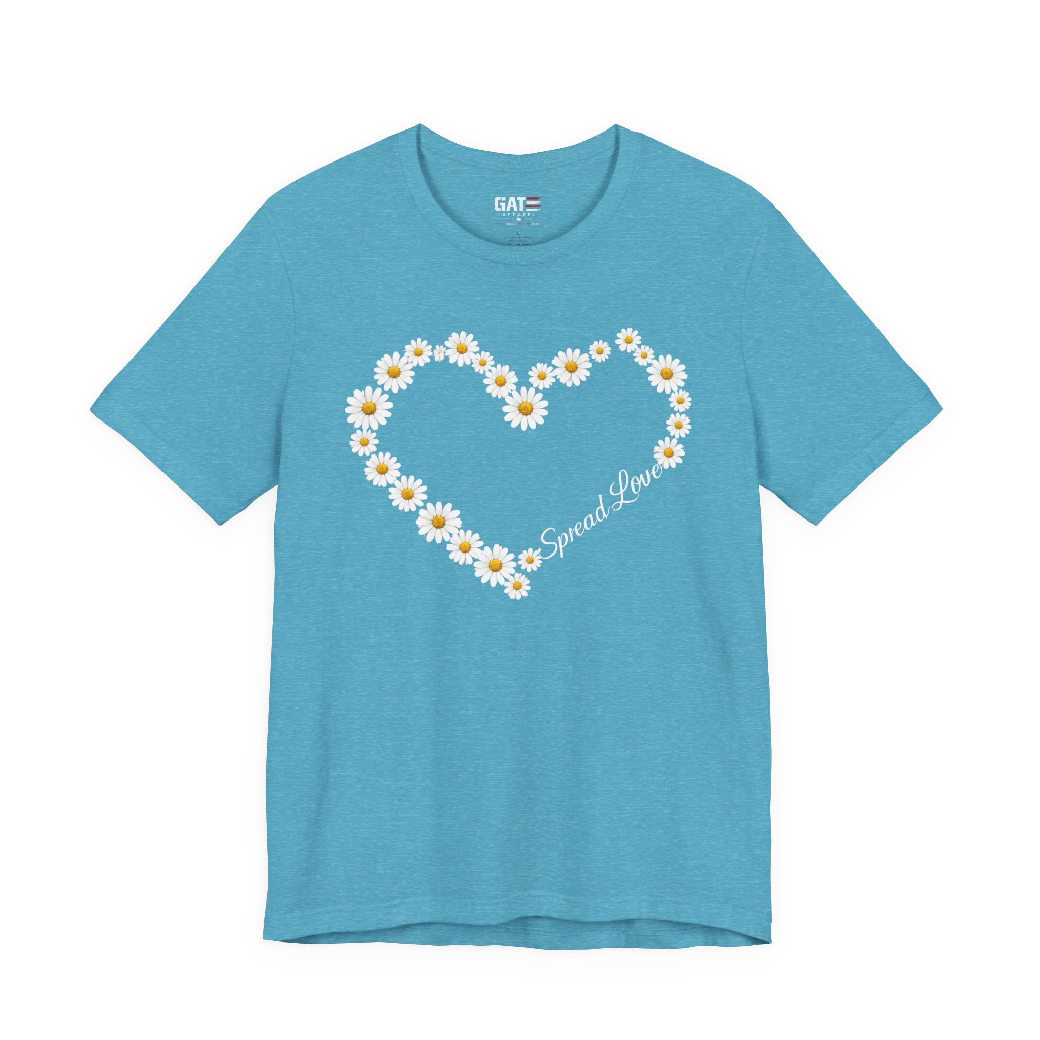 Daisy Heart Tee — "Spread Love" Floral Graphic T-Shirt