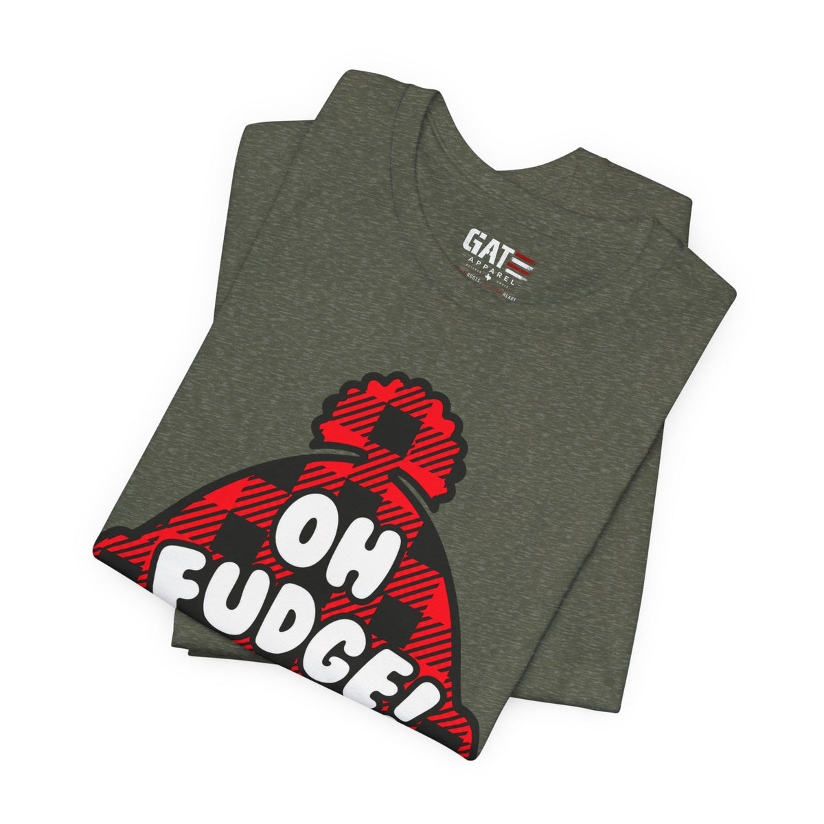 Oh Fudge! Plaid Beanie Graphic Tee — Funny Holiday Winter Shirt