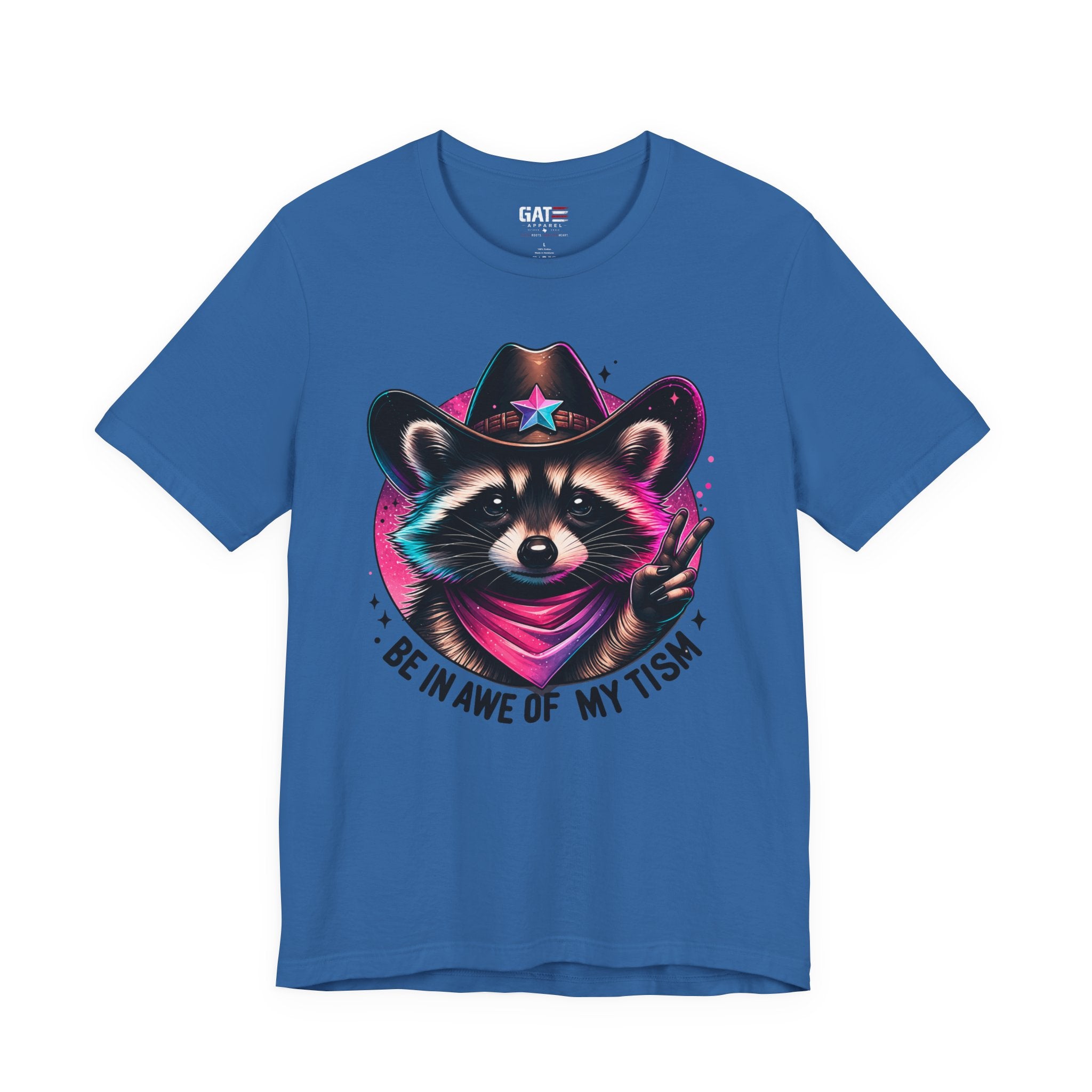 Raccoon Cowboy Graphic Tee – "Be in Awe of My Tism" Cute Western Animal T-Shirt