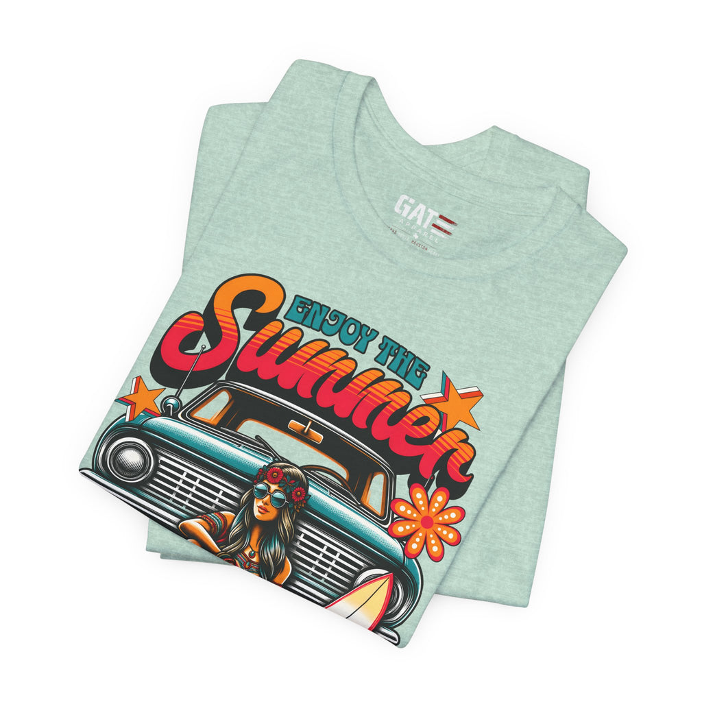 Enjoy The Summer Shirt, Retro Beach Tee, Vintage Surf Shirt, Hippie Summer T Shirt, Boho Vacation Shirt, Groovy Summer Graphic Tee