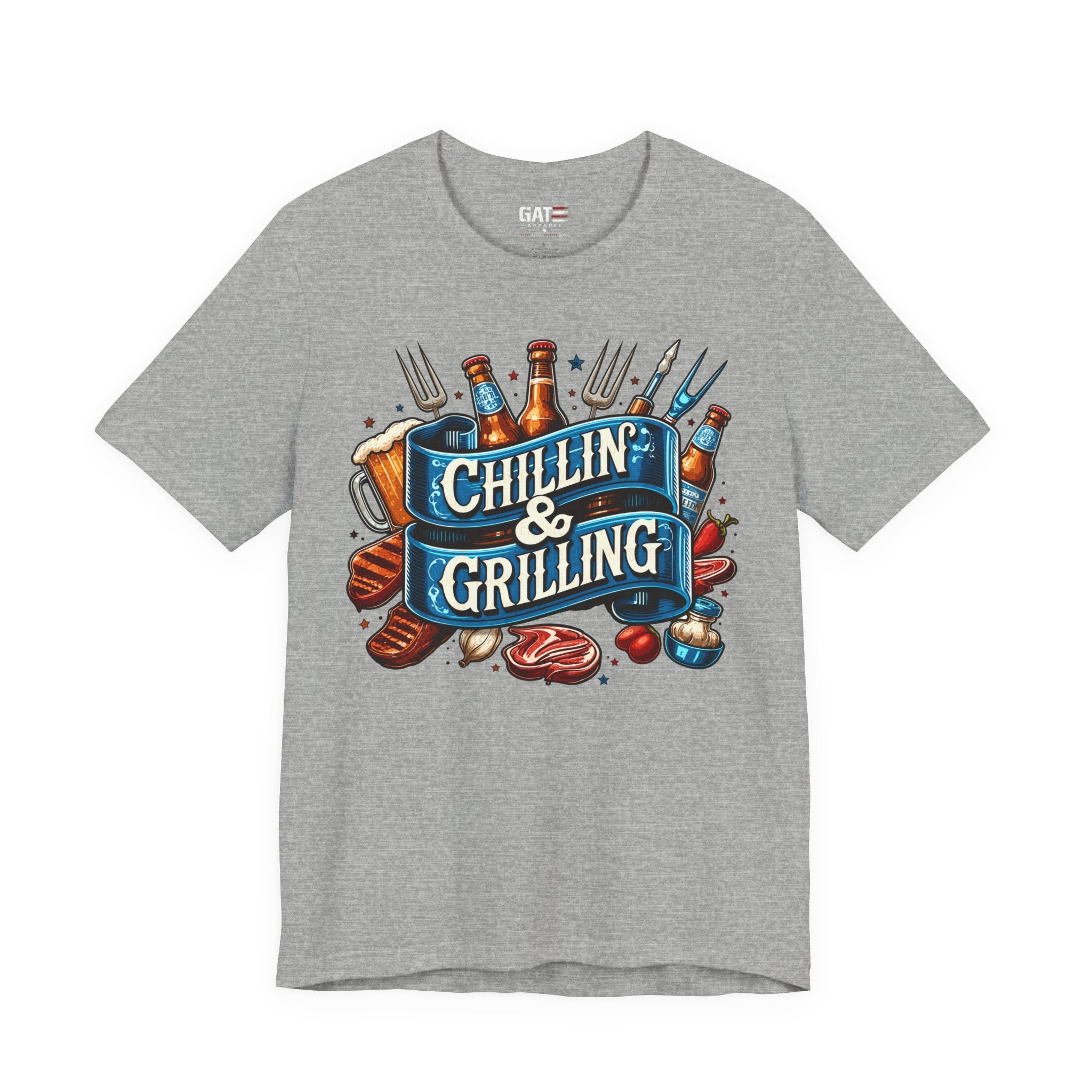 Chillin' & Grilling T-Shirt – BBQ Beer Grill Graphic Tee for Backyard Cookouts
