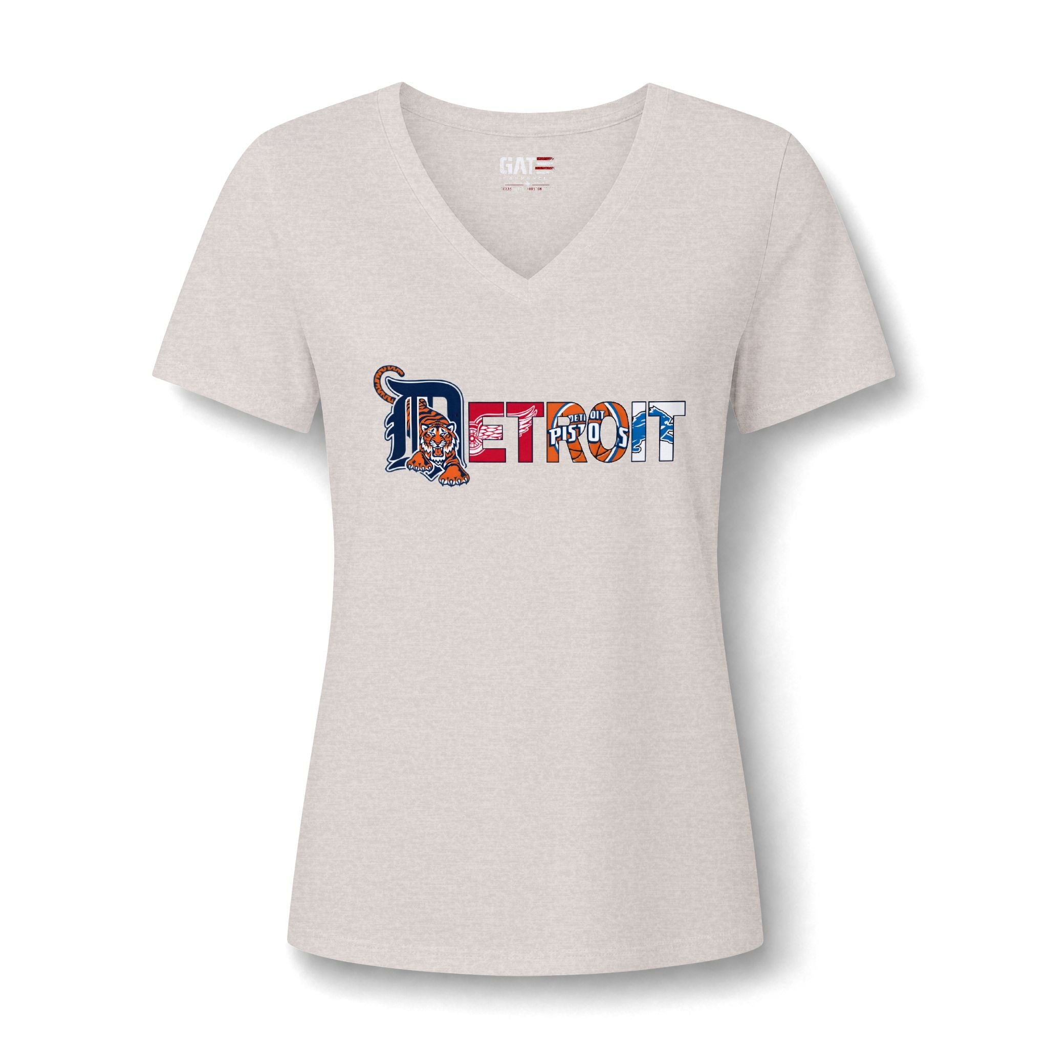 Detroit Sports Team Script V-Neck Tee