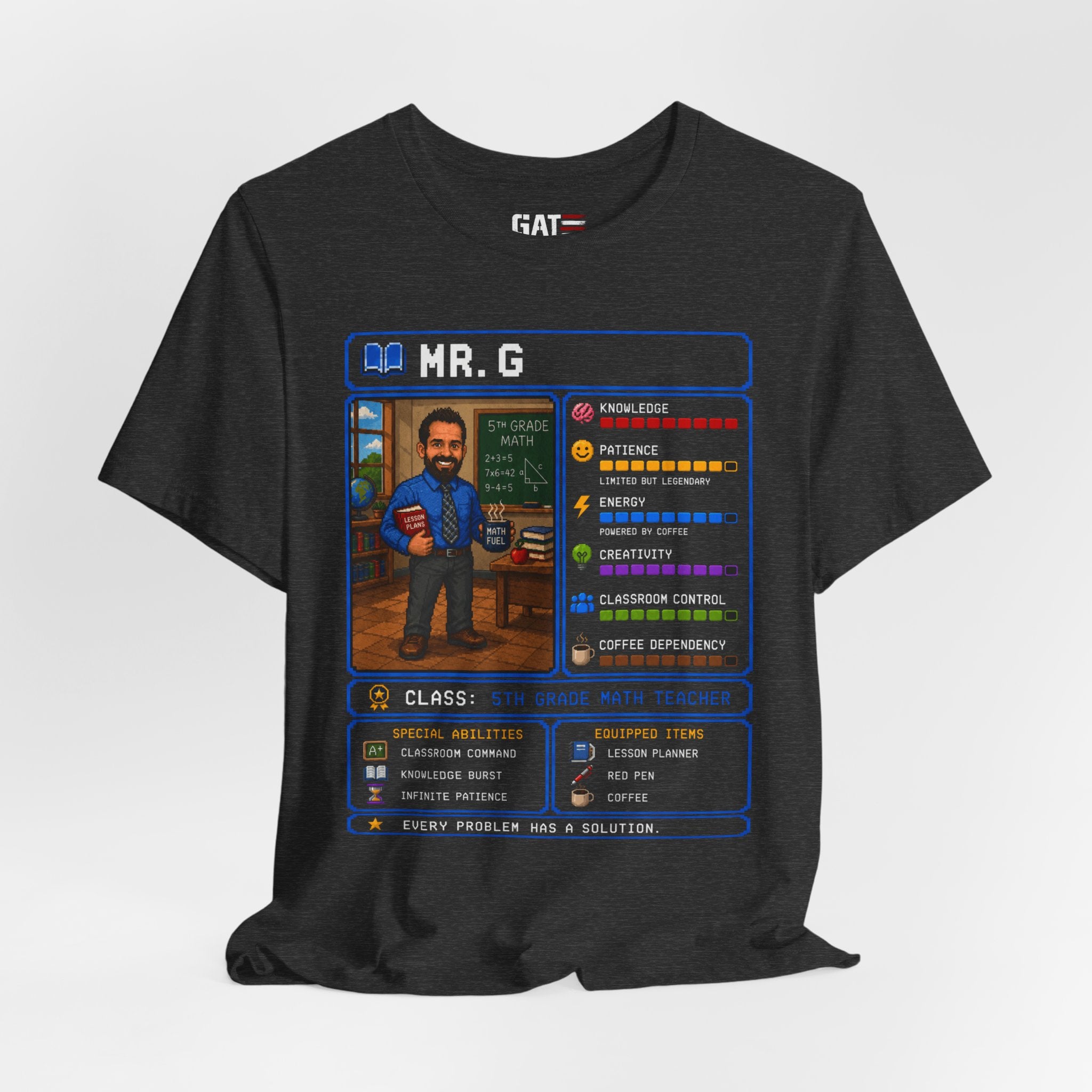Custom Math Teacher RPG Character Shirt | Personalized Teacher Gift