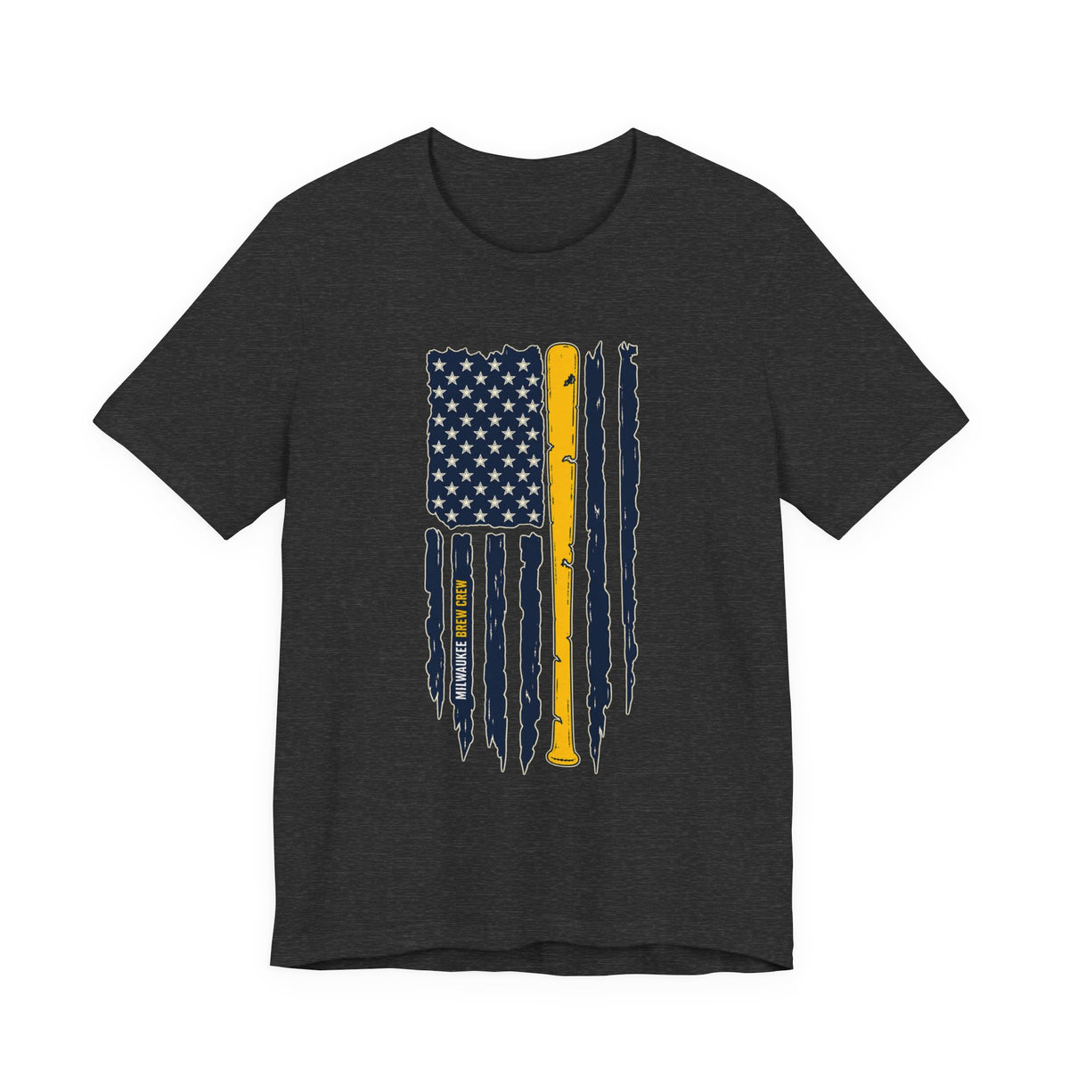Milwaukee Brewers Brew Crew distressed baseball bat flag T-shirt - alternate product photo 4