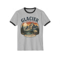 Glacier National Park Montana Ringer T-Shirt — Vintage Mountain & Grizzly Design