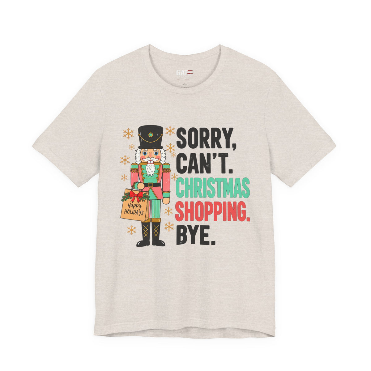 Christmas shopping nutcracker graphic T-shirt with humorous holiday design - product image 4