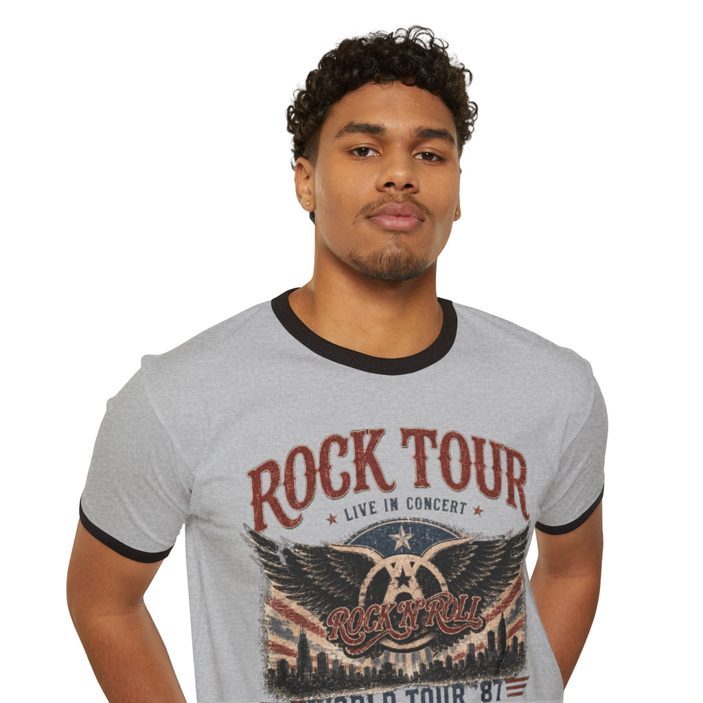 Aero Rock Tour Ringer T-Shirt — Vintage Eagle World Tour Tee