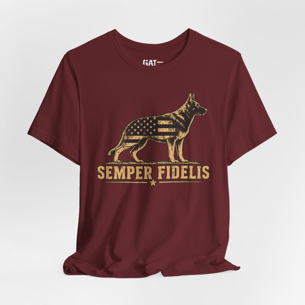 Semper Fidelis German Shepherd T-Shirt — Patriotic Military K9 Tee