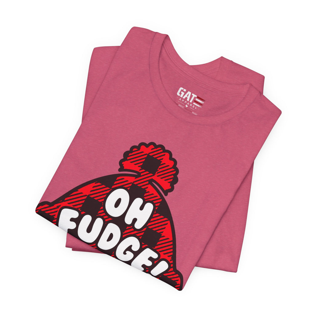 Oh Fudge! Plaid Beanie Graphic Tee — Funny Holiday Winter Shirt