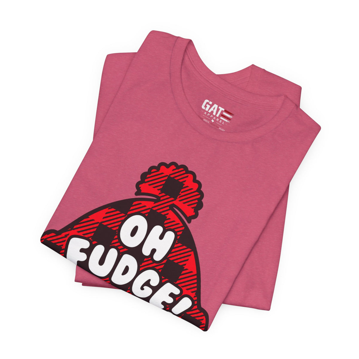 Oh Fudge! Plaid Beanie Graphic Tee — Funny Holiday Winter Shirt