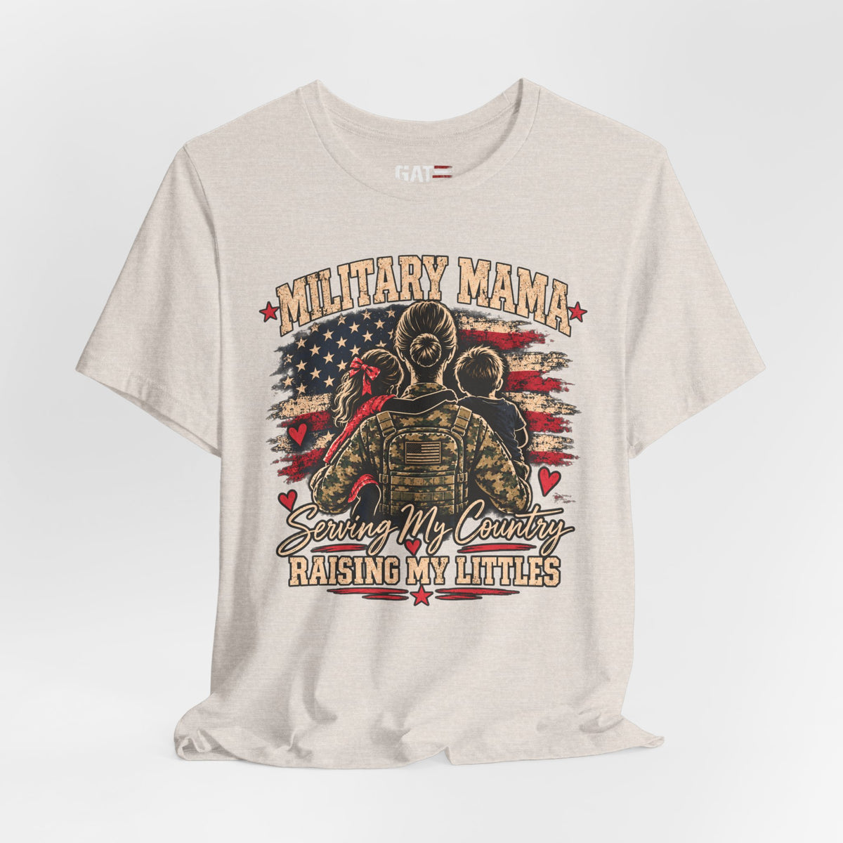 Military Mama T-Shirt – "Serving My Country, Raising My Littles" Patriotic Mom Tee
