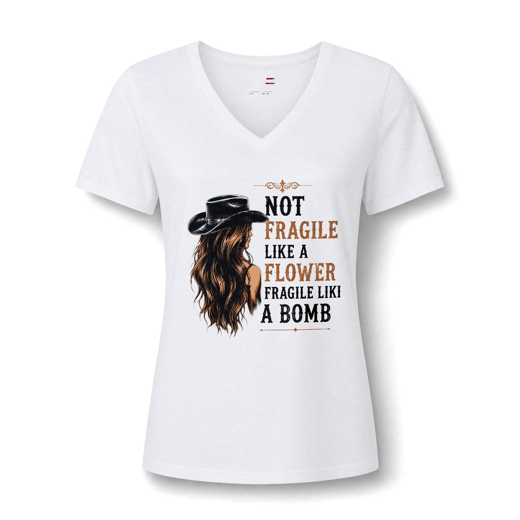Beth Dutton Not Fragile Like a Flower — Women's V-Neck Tee
