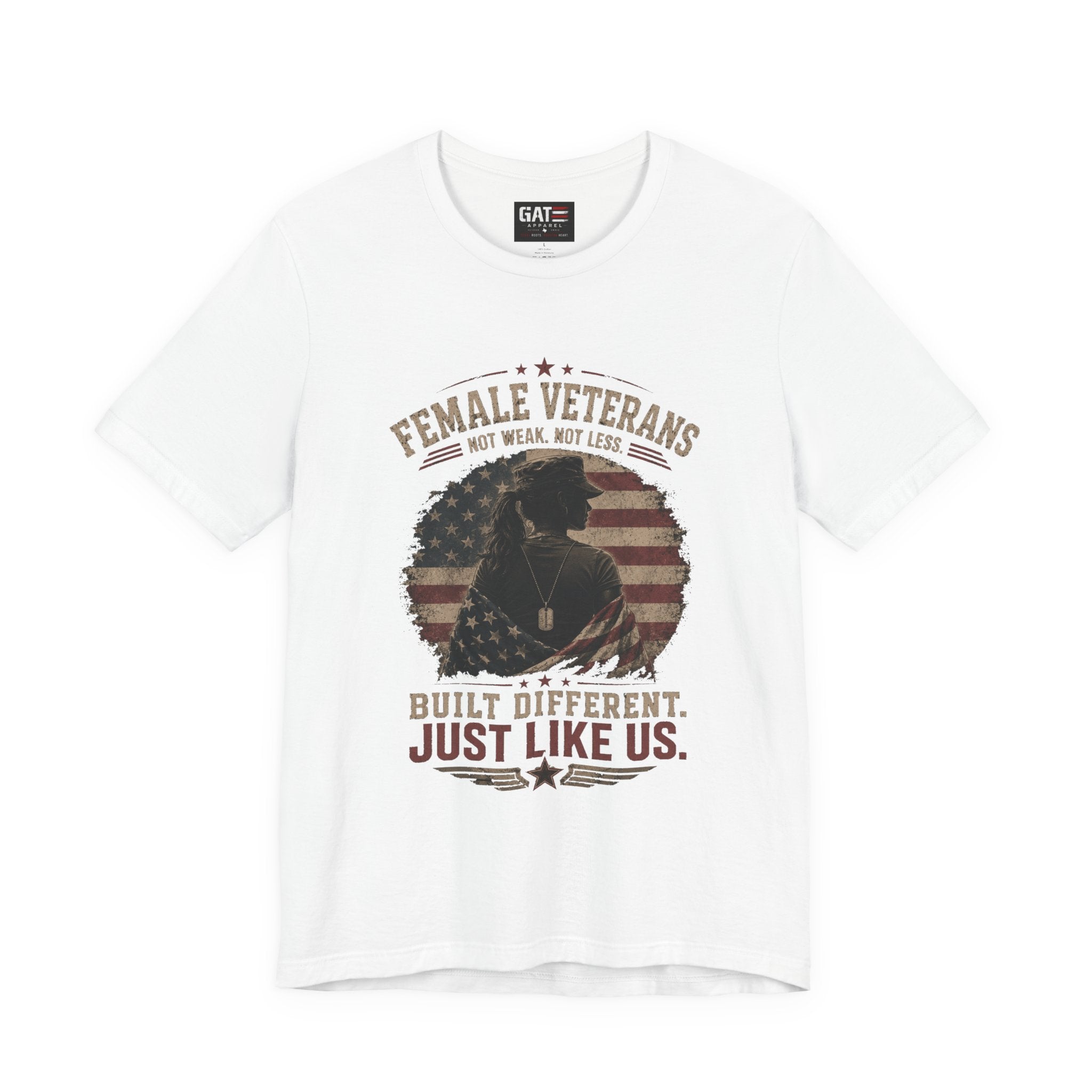 Female Veteran Shirt Built Different Just Like Us Tee Patriotic Military Shirt for Women Army Navy Marine Air Force Veteran Gift