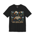 Que Sera Sera Graphic Tee — Retro Comic Forest Movie Quote T-Shirt