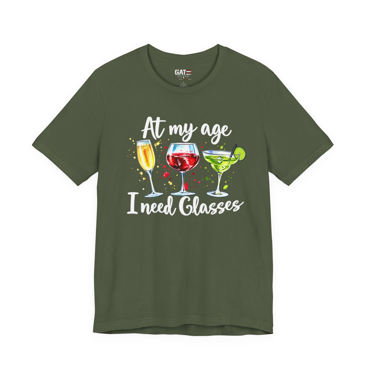 At My Age I Need Glasses humorous cocktail glasses graphic T-shirt - product image 7