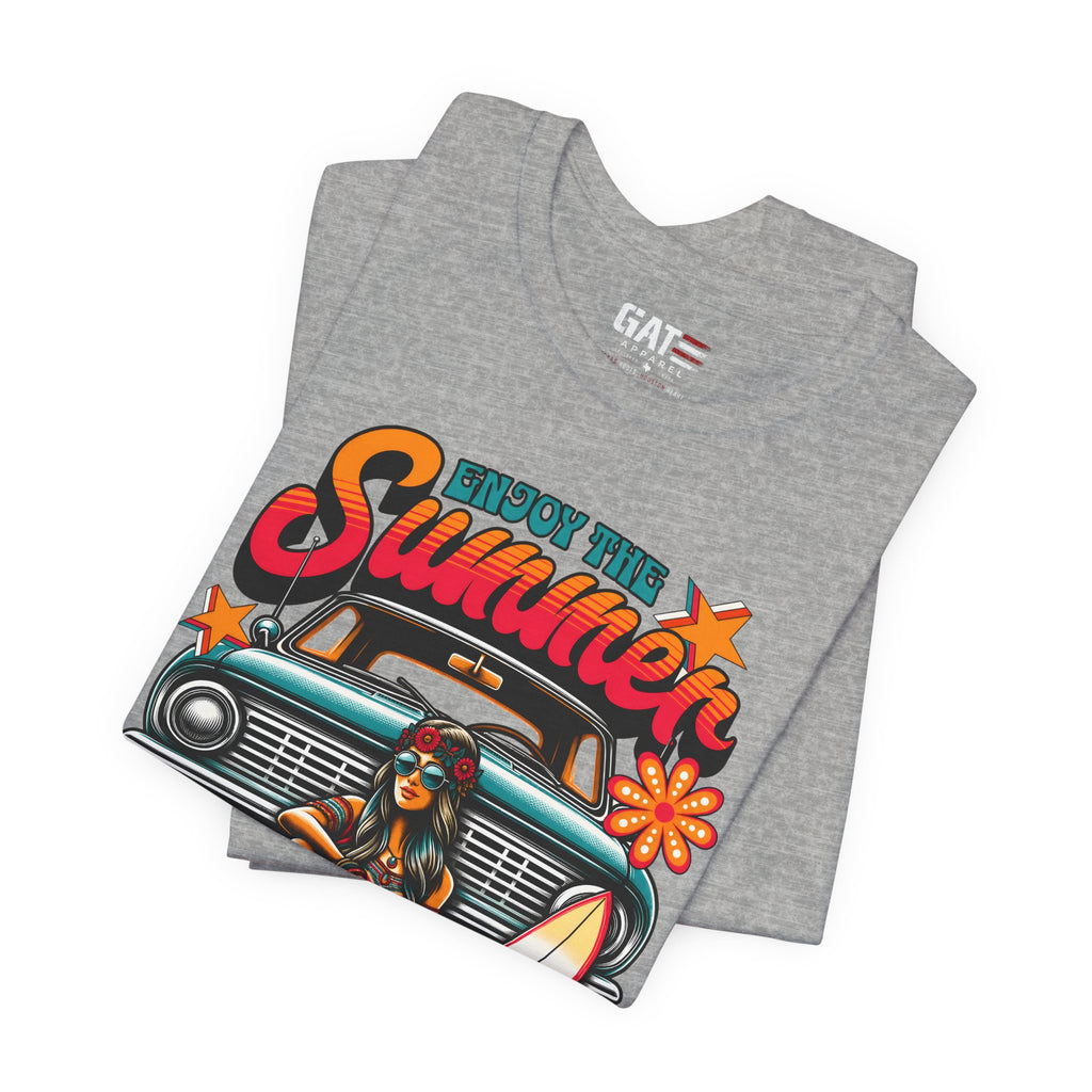 Enjoy The Summer Shirt, Retro Beach Tee, Vintage Surf Shirt, Hippie Summer T Shirt, Boho Vacation Shirt, Groovy Summer Graphic Tee