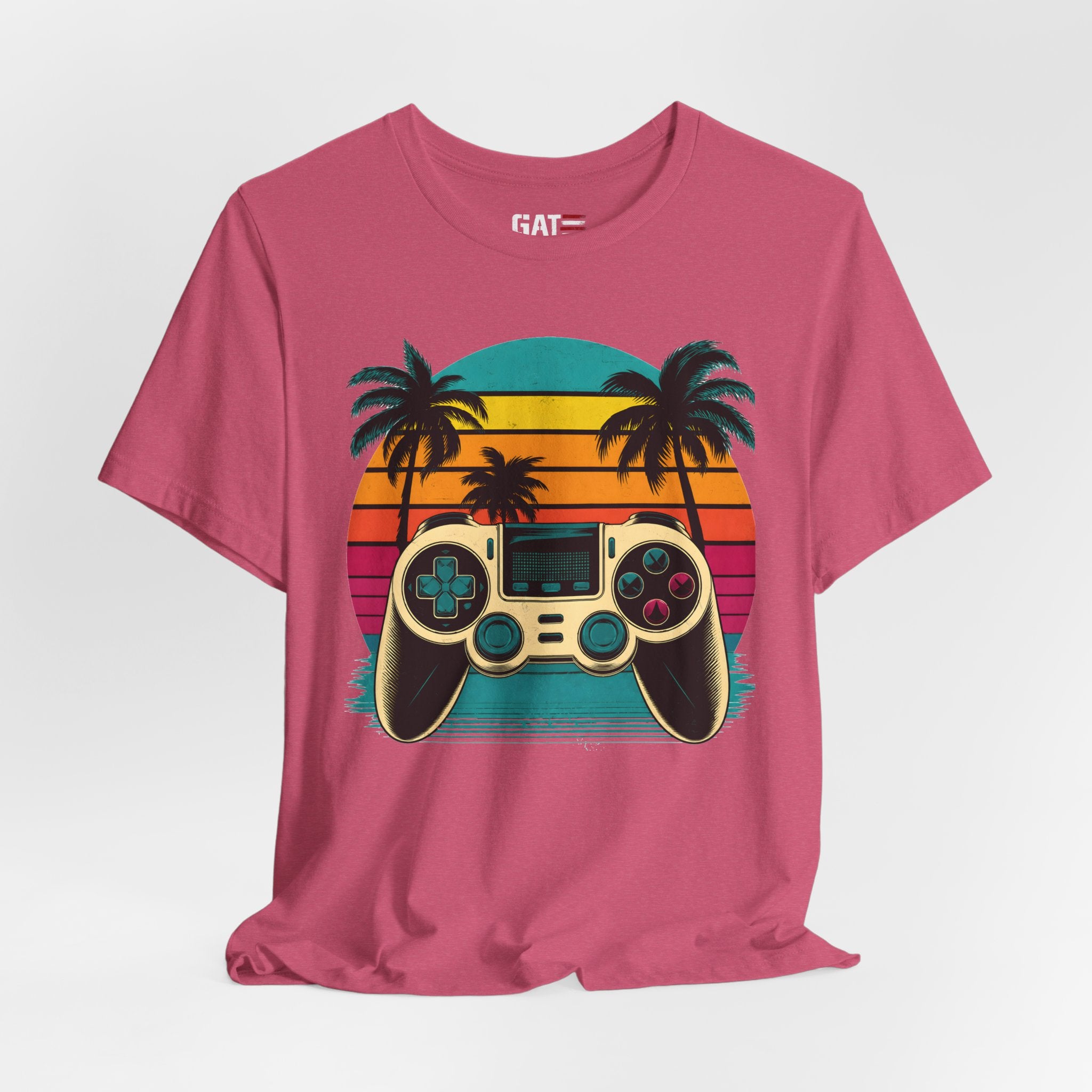 Retro Gaming Shirt, Gamer Sunset Tee, Video Game Controller Shirt, 80s Retro Gamer Gift, Beach Gaming T Shirt