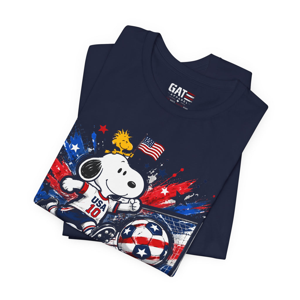 USA Soccer Snoopy Shirt, Red White and Goal Tee, Patriotic Soccer Fan Shirt, Fourth of July Soccer Graphic Tee