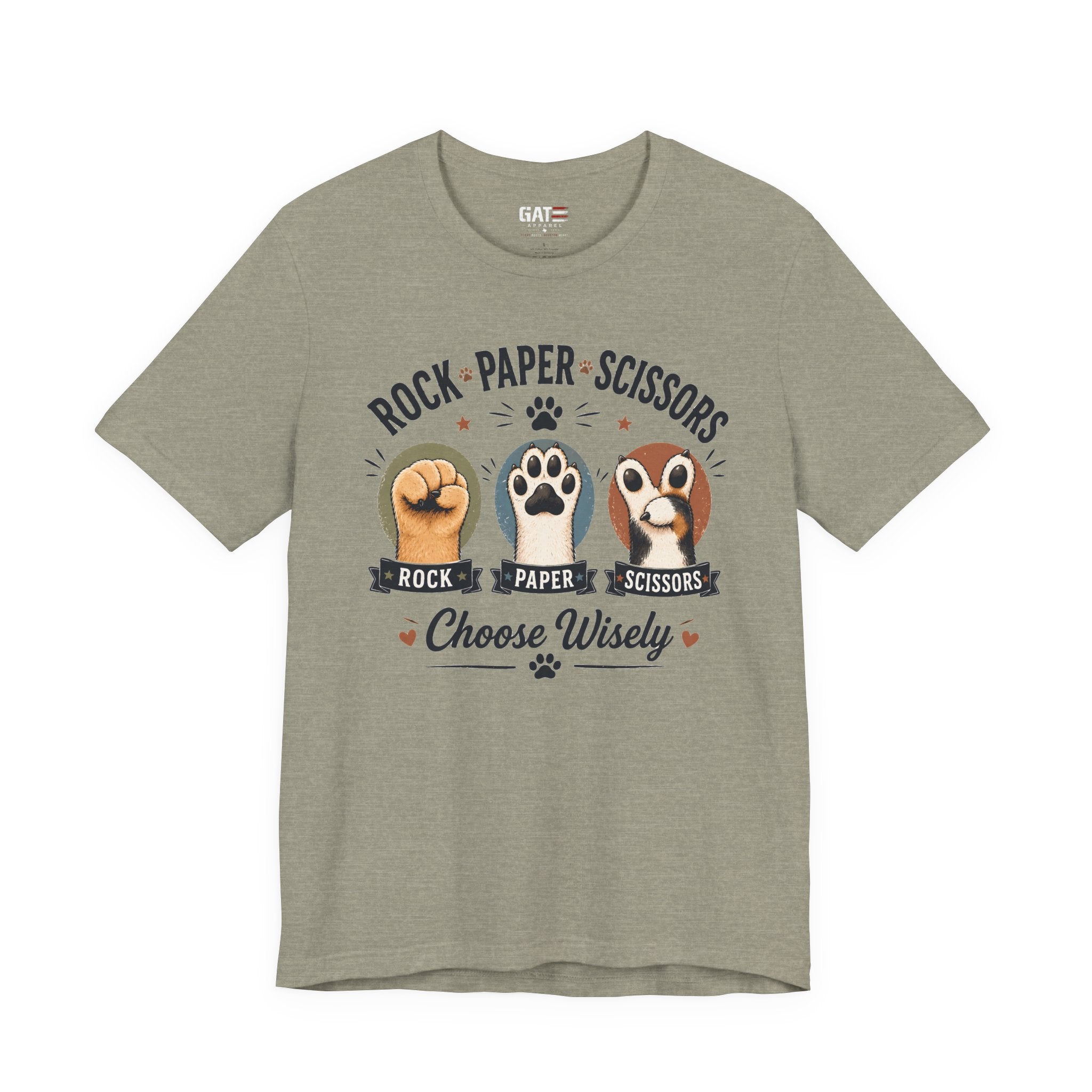 Rock Paper Scissors Cat Shirt, Funny Cat Lover Tee, Cat Paw Graphic Shirt, Cute Pet Mom Gift, Choose Wisely Cat Tee, Cat Dad Shirt