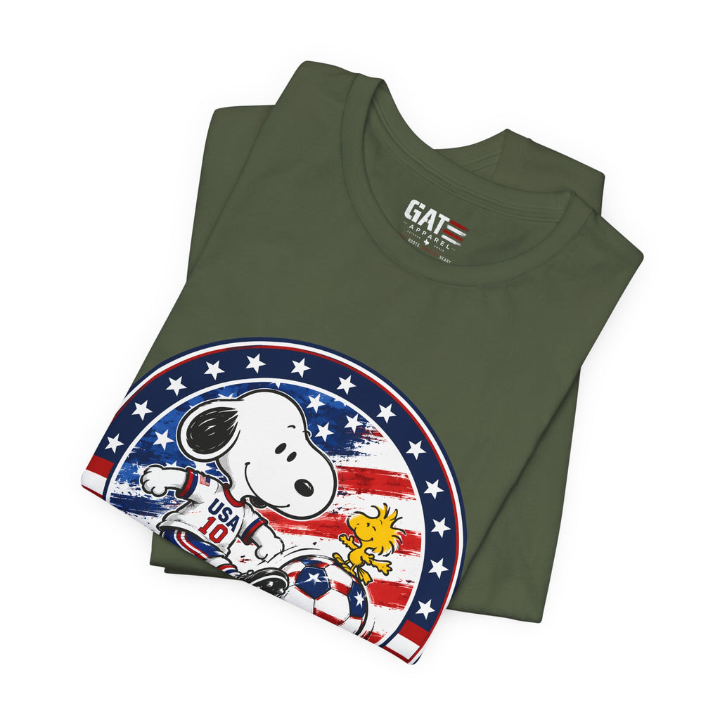 USA Soccer Snoopy Shirt  Patriotic USA Soccer Tee American Flag Design, World Cup, Soccer Fan