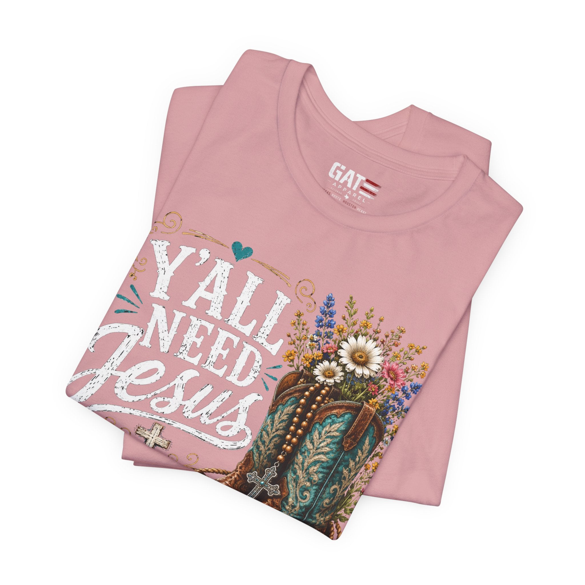 Y'all Need Jesus Shirt, Christian Western Shirt, Cowgirl Faith Tee, Cowboy Boots Floral Shirt, Country Christian Gift for Women