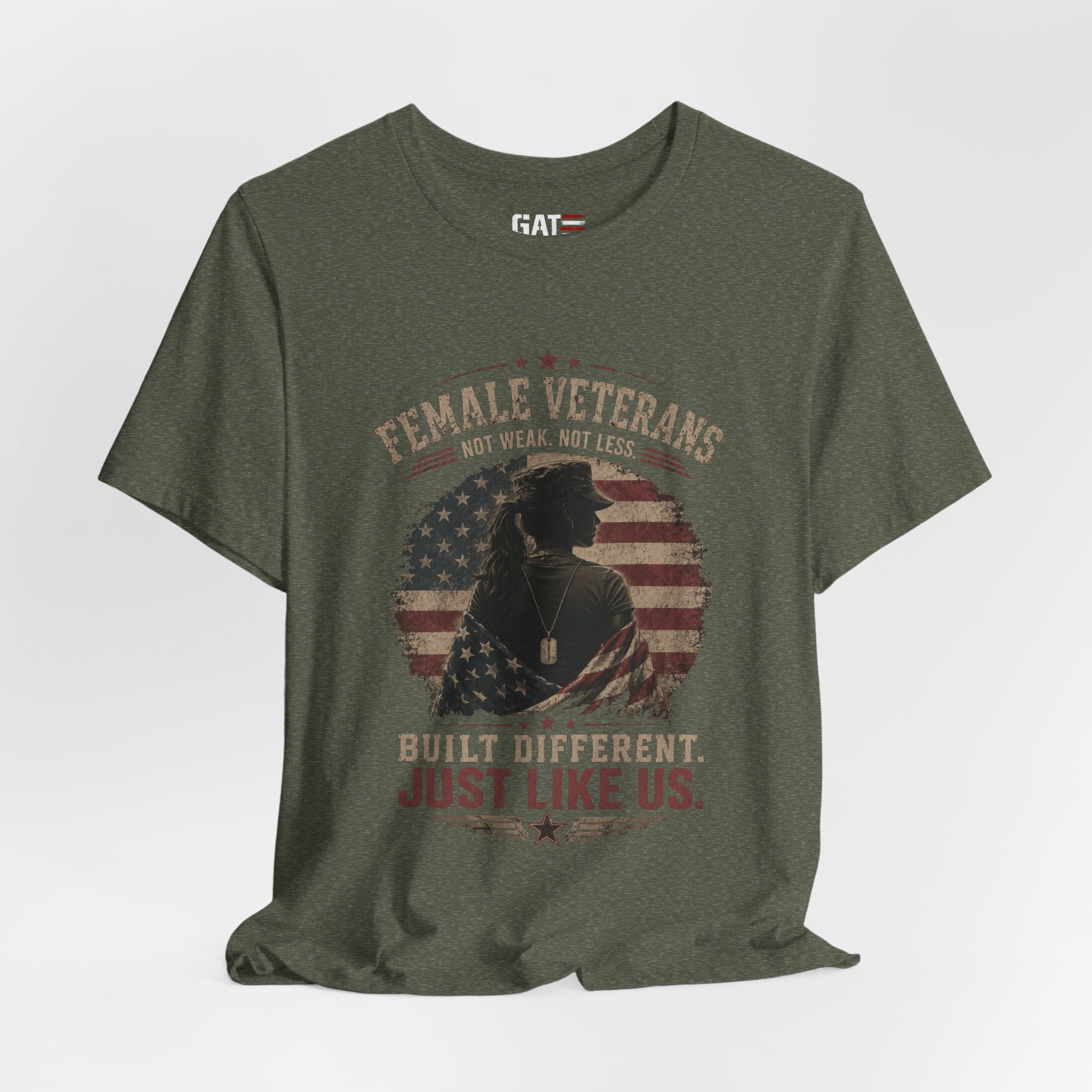 Female Veteran Shirt Built Different Just Like Us Tee Patriotic Military Shirt for Women Army Navy Marine Air Force Veteran Gift