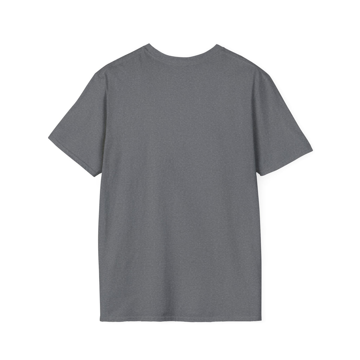 heather grey T-shirt, plain back view for October in LA baseball graphic T-shirt