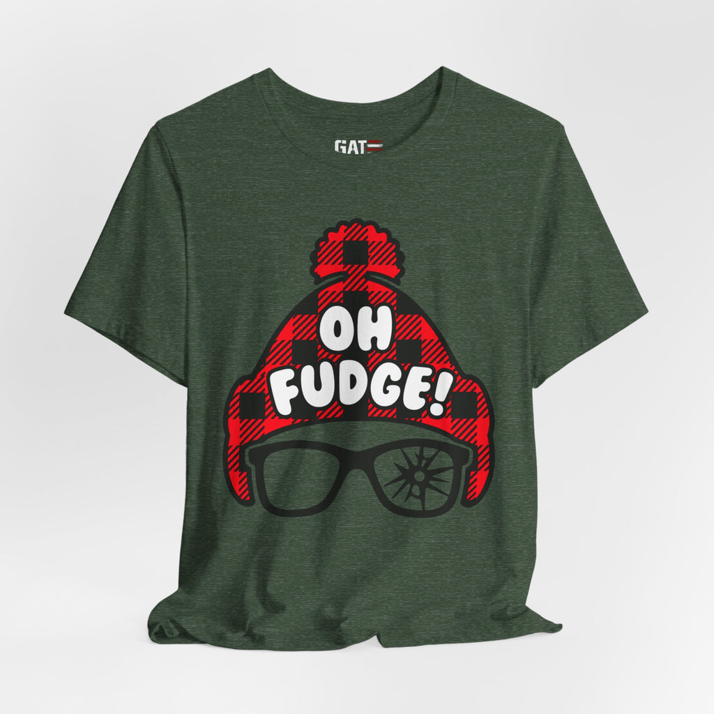Oh Fudge! Plaid Beanie Graphic Tee — Funny Holiday Winter Shirt