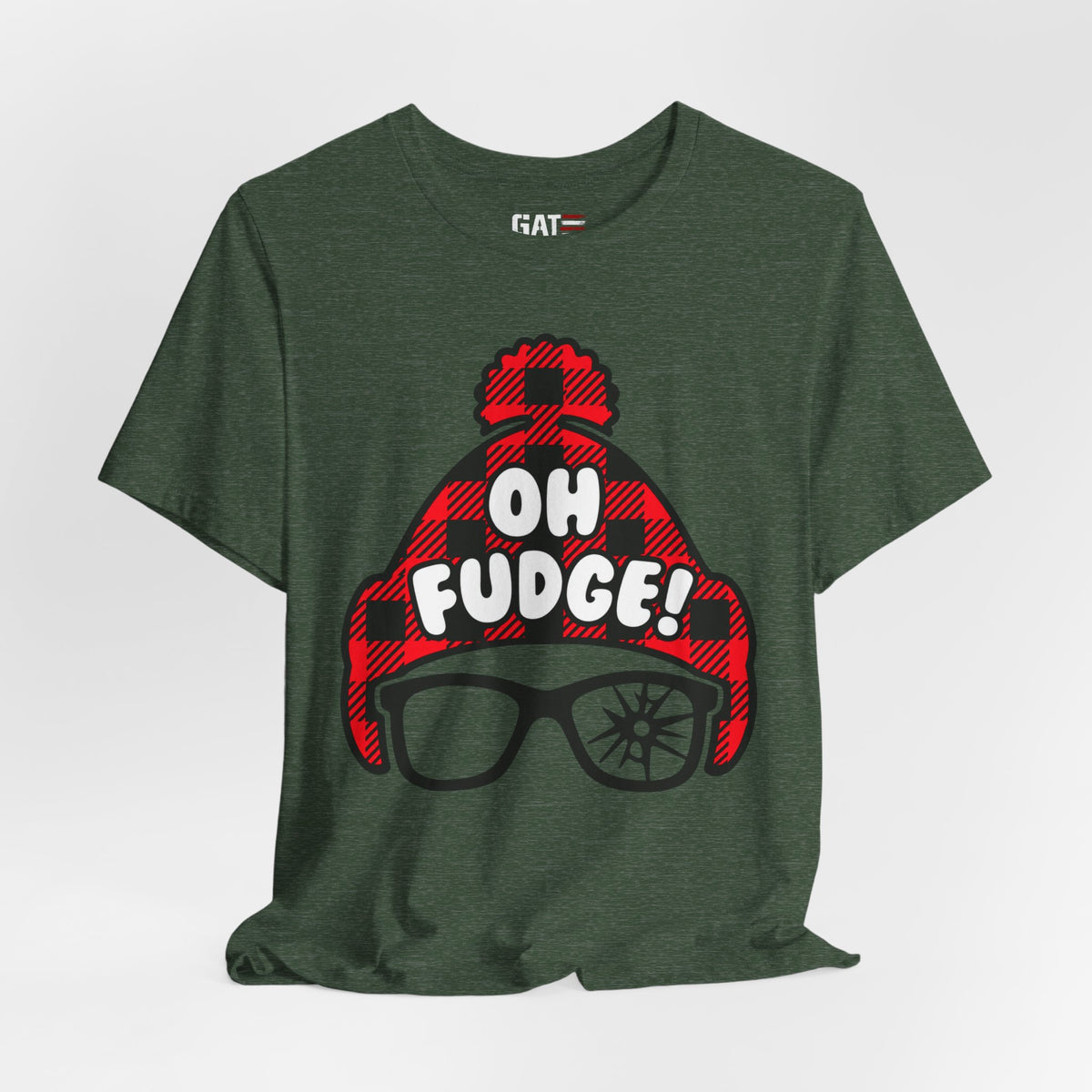 Oh Fudge! Plaid Beanie Graphic Tee — Funny Holiday Winter Shirt