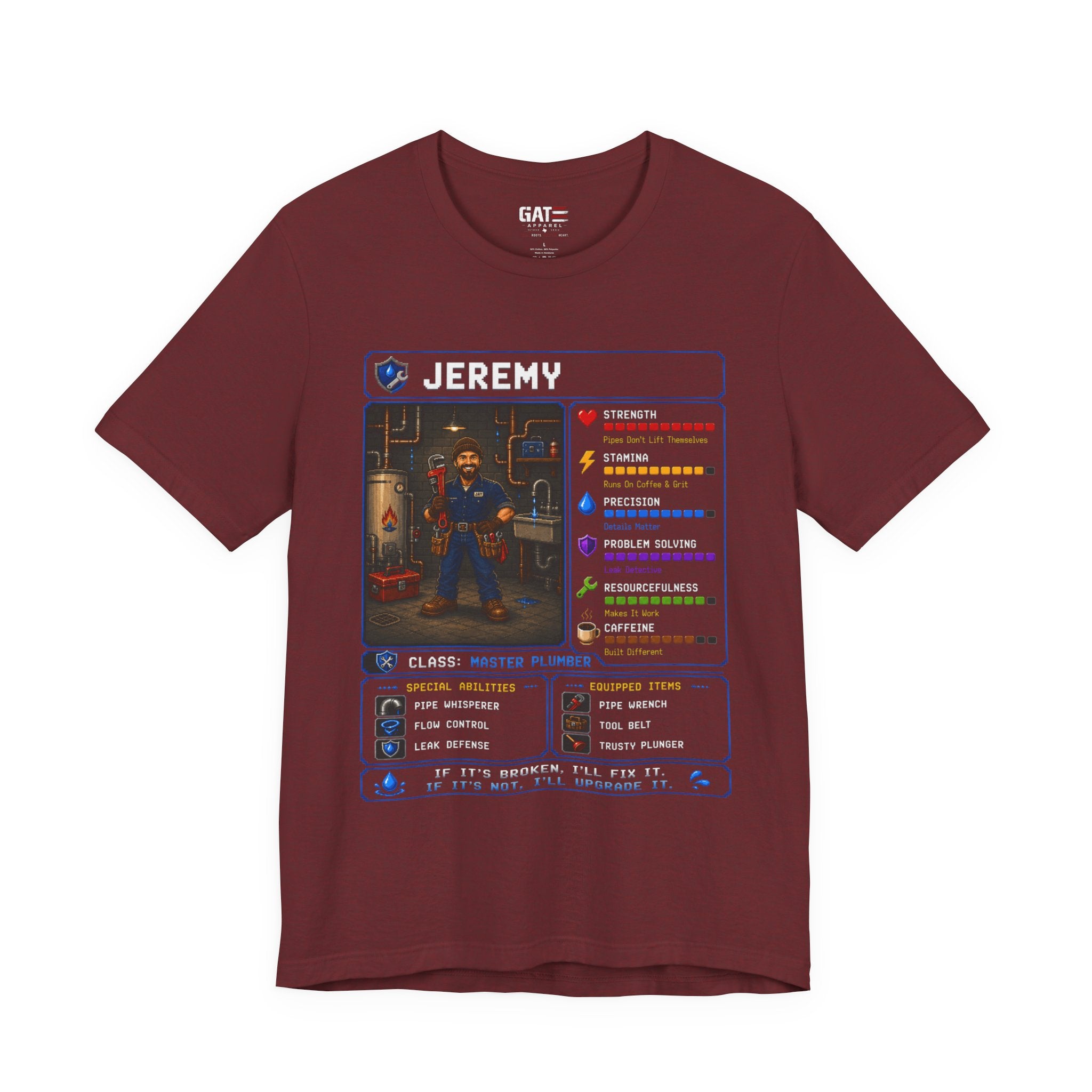 Custom Plumber RPG Character Shirt | Personalized Plumber Gift