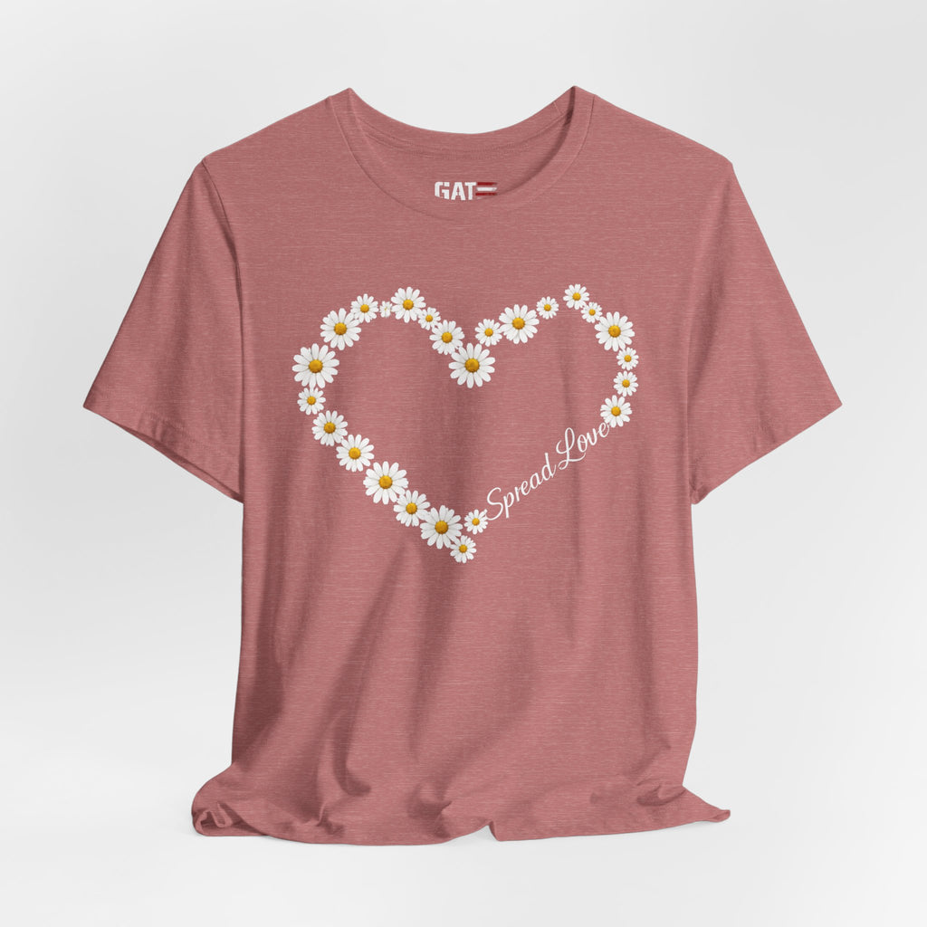 Daisy Heart Tee — "Spread Love" Floral Graphic T-Shirt