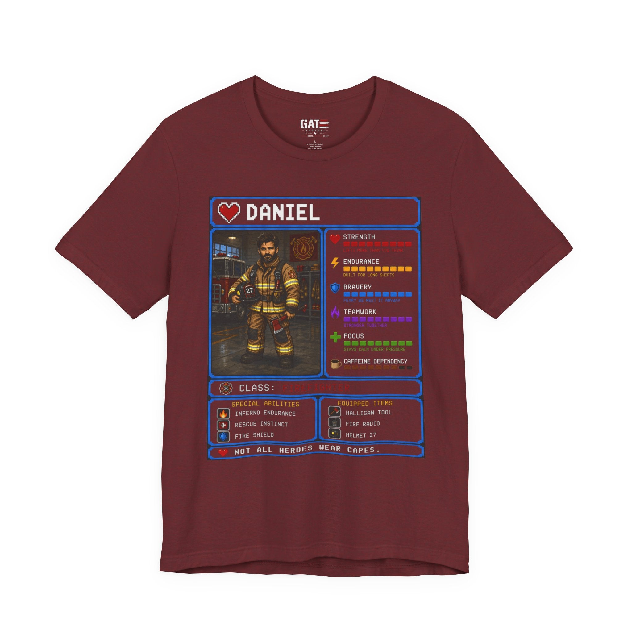 Custom Firefighter RPG Character Shirt | Personalized Firefighter Gift