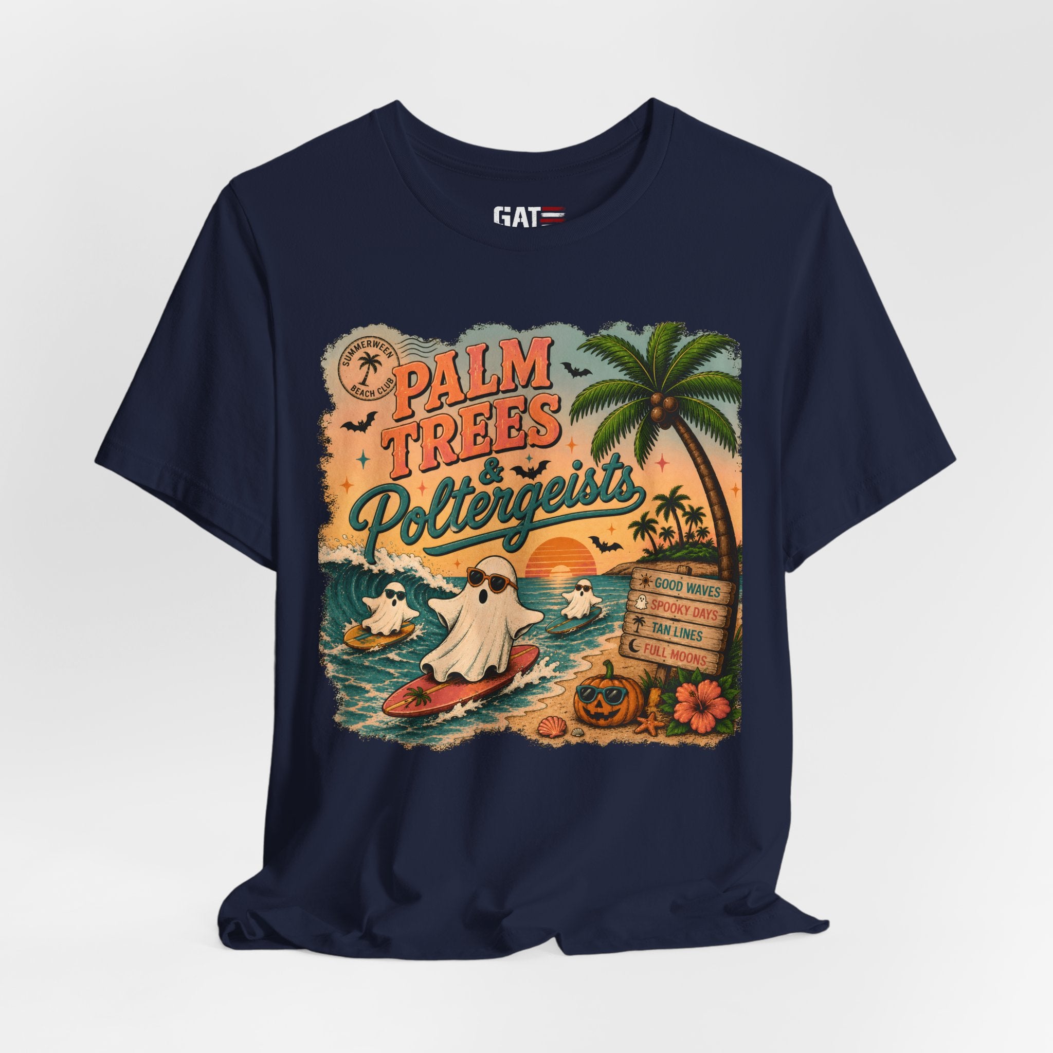 Summerween Shirt, Spooky Beach Shirt, Ghost Beach Tee, Halloween Beach Shirt, Coastal Halloween Tee, Tropical Ghost Shirt