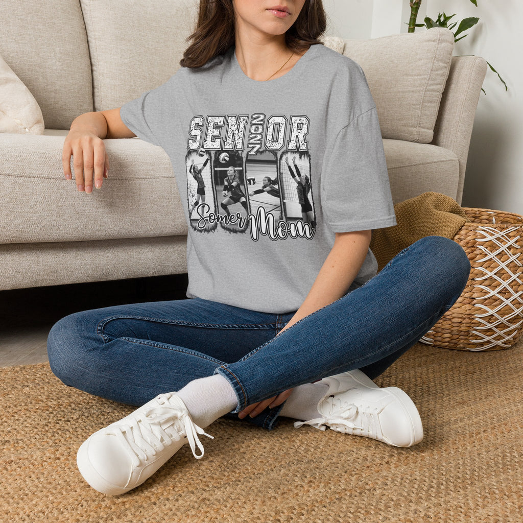 Senior Volleyball Mom T‑Shirt Personalized Photos and Name